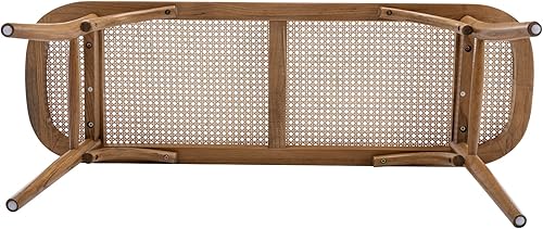 Miniatura 7 de Janoray Banco de comedor de madera con asiento de ratán banco de acento bohemio para entrada dormitorio extremo de la cama ventana de cocina espacio