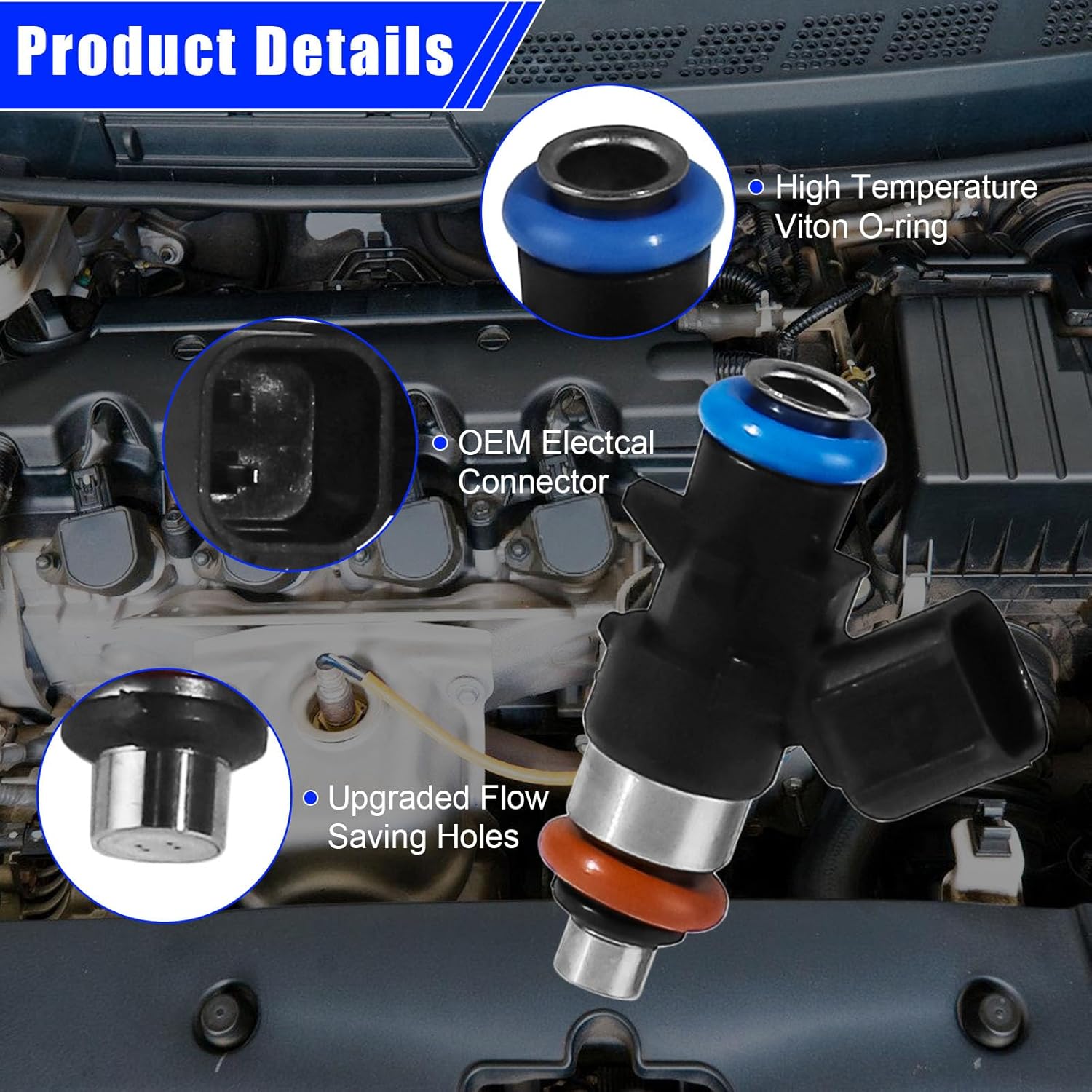 Set of 6 Fuel Injectors Compatible with Chrysler 200 2011-2017, 300 2011-2019, for Town & Country 2011-2016, for Dodge Avenger 2011-2014, for Challenger 2011-2017, OE: 05184085AC, FJ1147