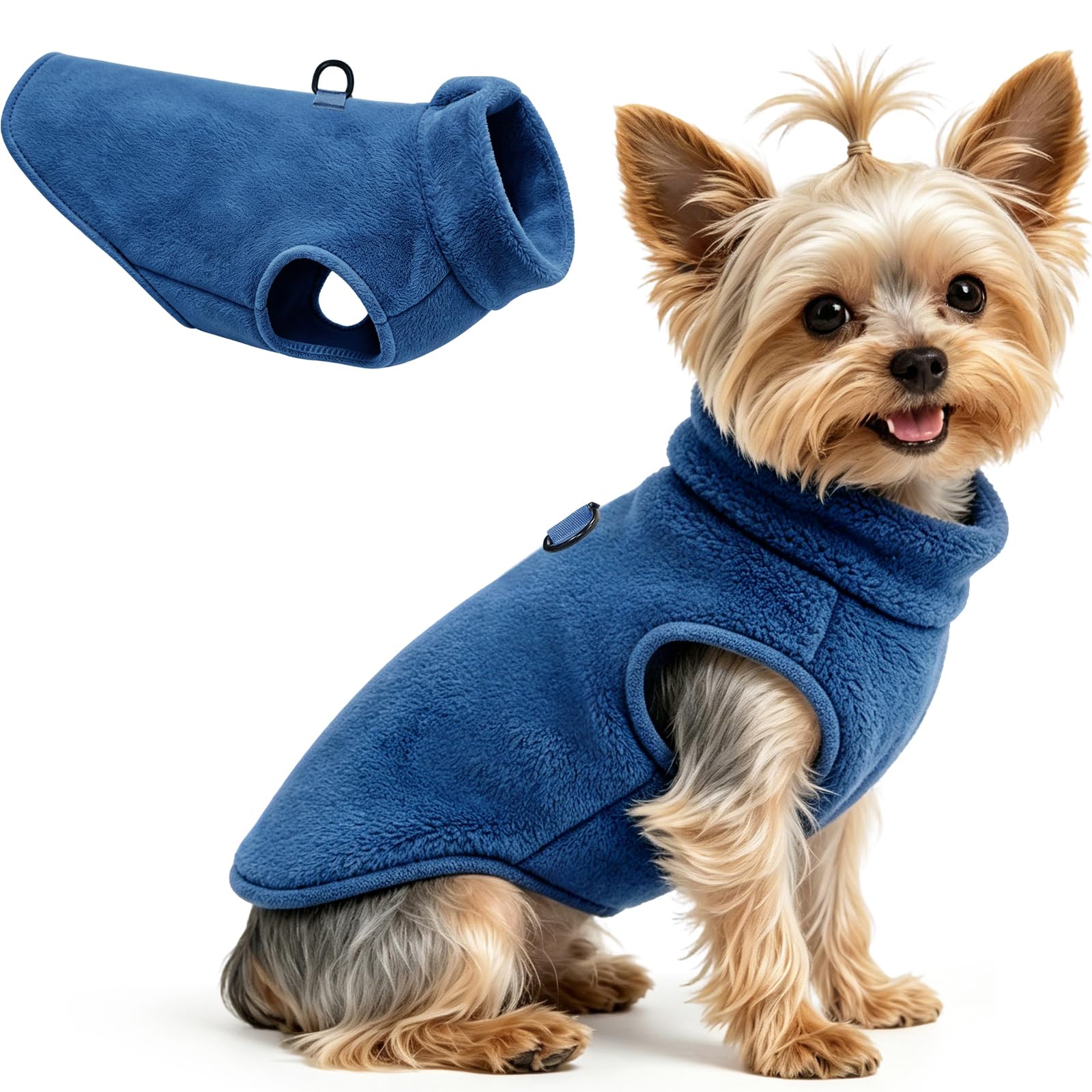 Oslueidy Dog Warm Coats Fleece Dogs Jackets Winter Pet Clothes Hoodies Sweatshirts Puppy Pullover Jumpsuit Dog Snow Outfits Vest for Small Medium Large Dogs Doggie Teddy Chihuahua (NavyBlue, XS)