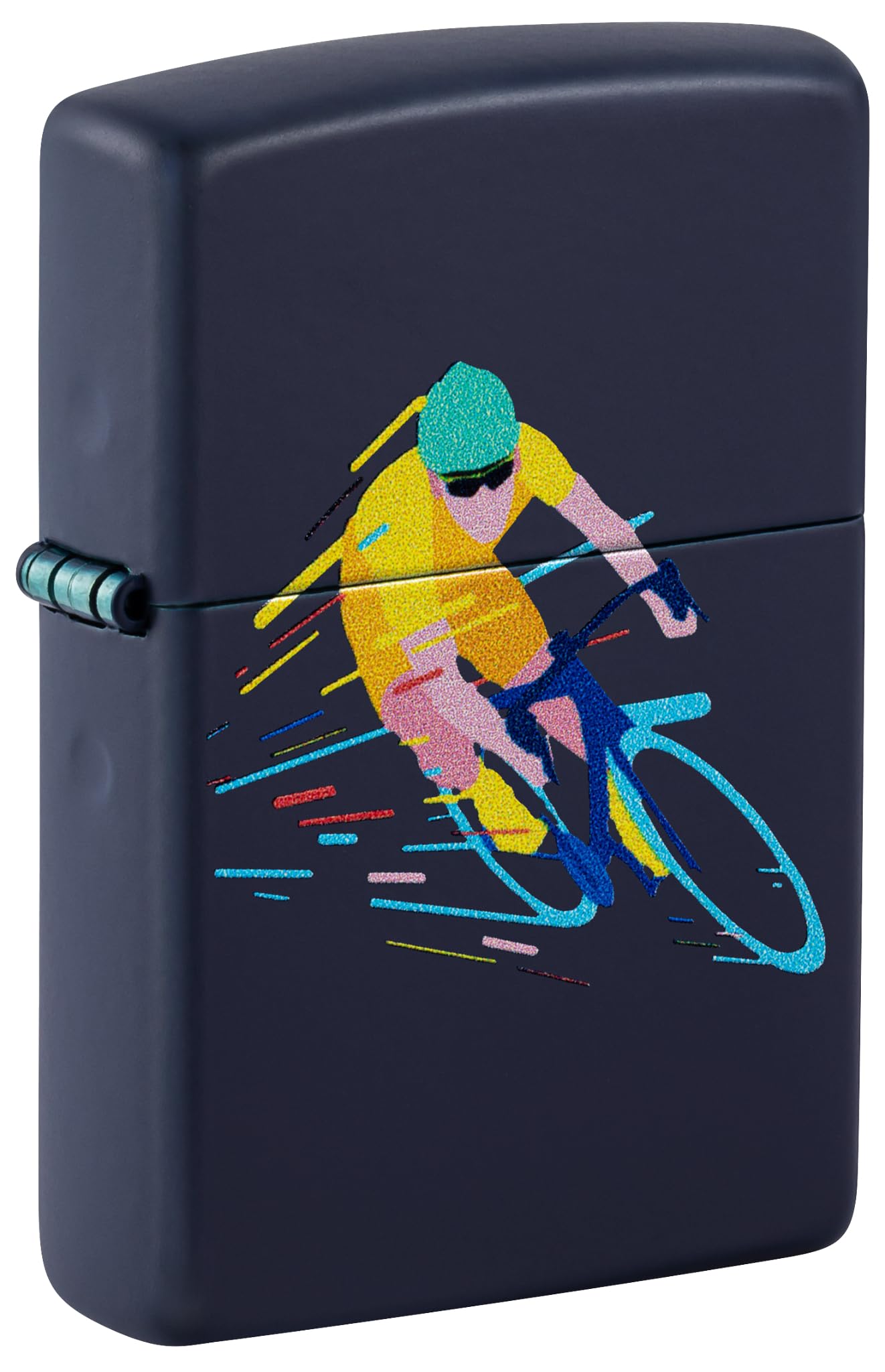 Zippo Cyclist Zapalniczka Sztormowa, Kolorowy Nadruk (Obustronny), do Napełniania, Wielokrotnego Użytku, Wiatroodporna Konstrukcja, Pudełko na Prezent, Wykonano w USA, Kolor Granatowy (Navy Matte)