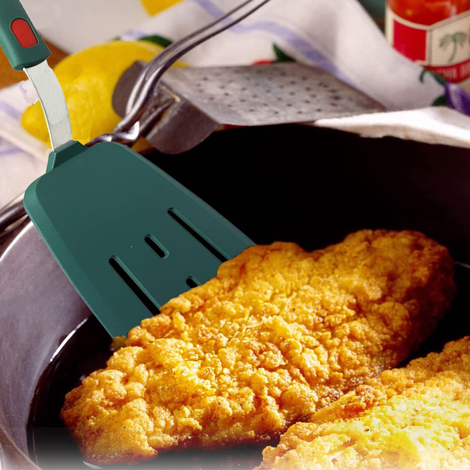 Silikon-Pfannenwender, Set mit 2 Stück, für antihaftbeschichtetes Kochgeschirr, Tenta Tenta, Küchenspatel, runder Pfannkuchen-Spatel, Silikon, 315 °C, klassisches Gummi-Spatel-Set zum Kochen, grau
