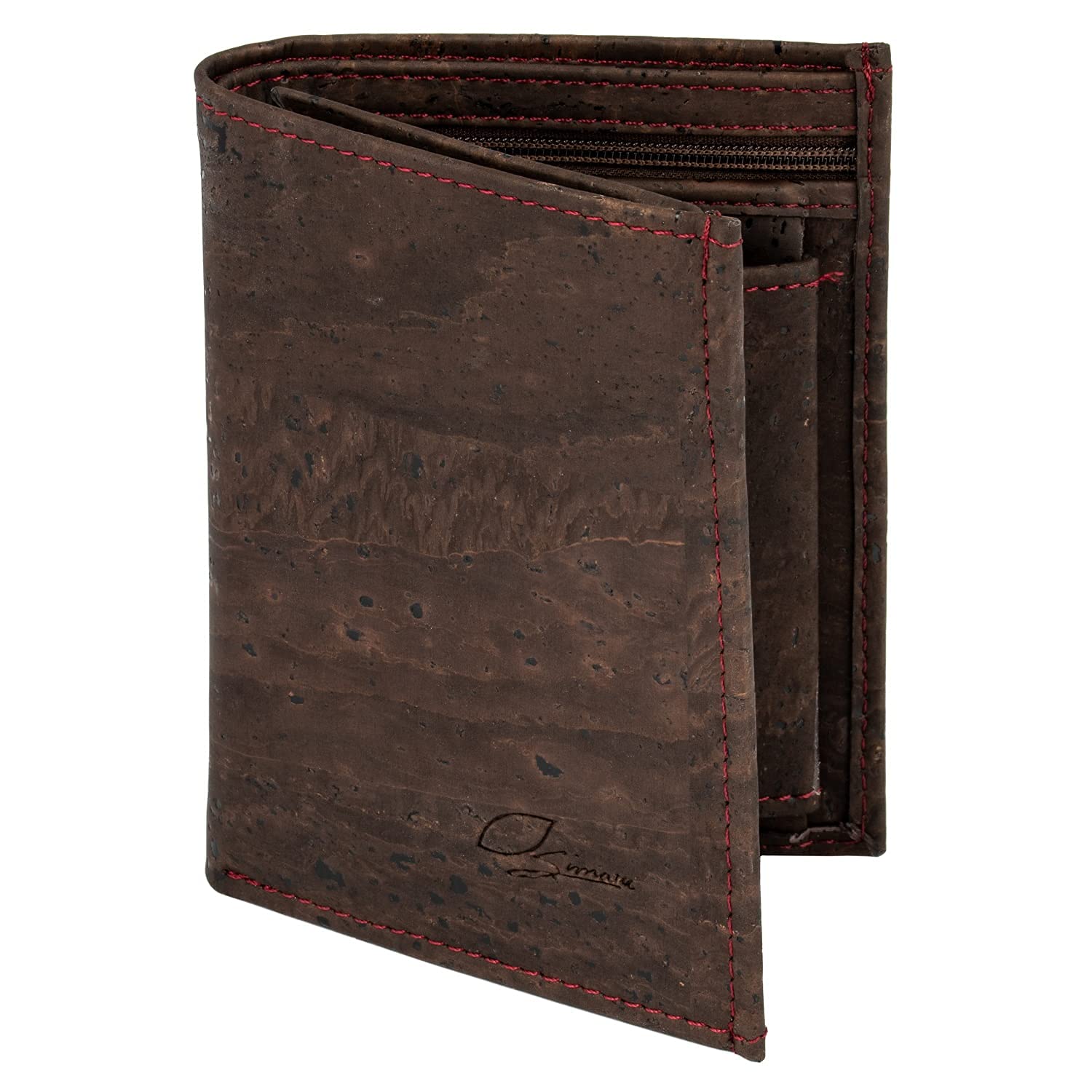 Simaru Portefeuille pour Homme en liège RFID Secure, Portefeuille de qualité supérieure, Durable, Robuste et imperméable, Carte du Monde Beige