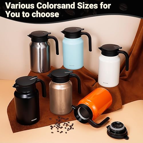 Miniatura 7 de Jarras térmicas de café de 51 onzas para mantener el calorfrío, jarra de café de acero inoxidable, jarra de agua aislada a prueba de polvo para