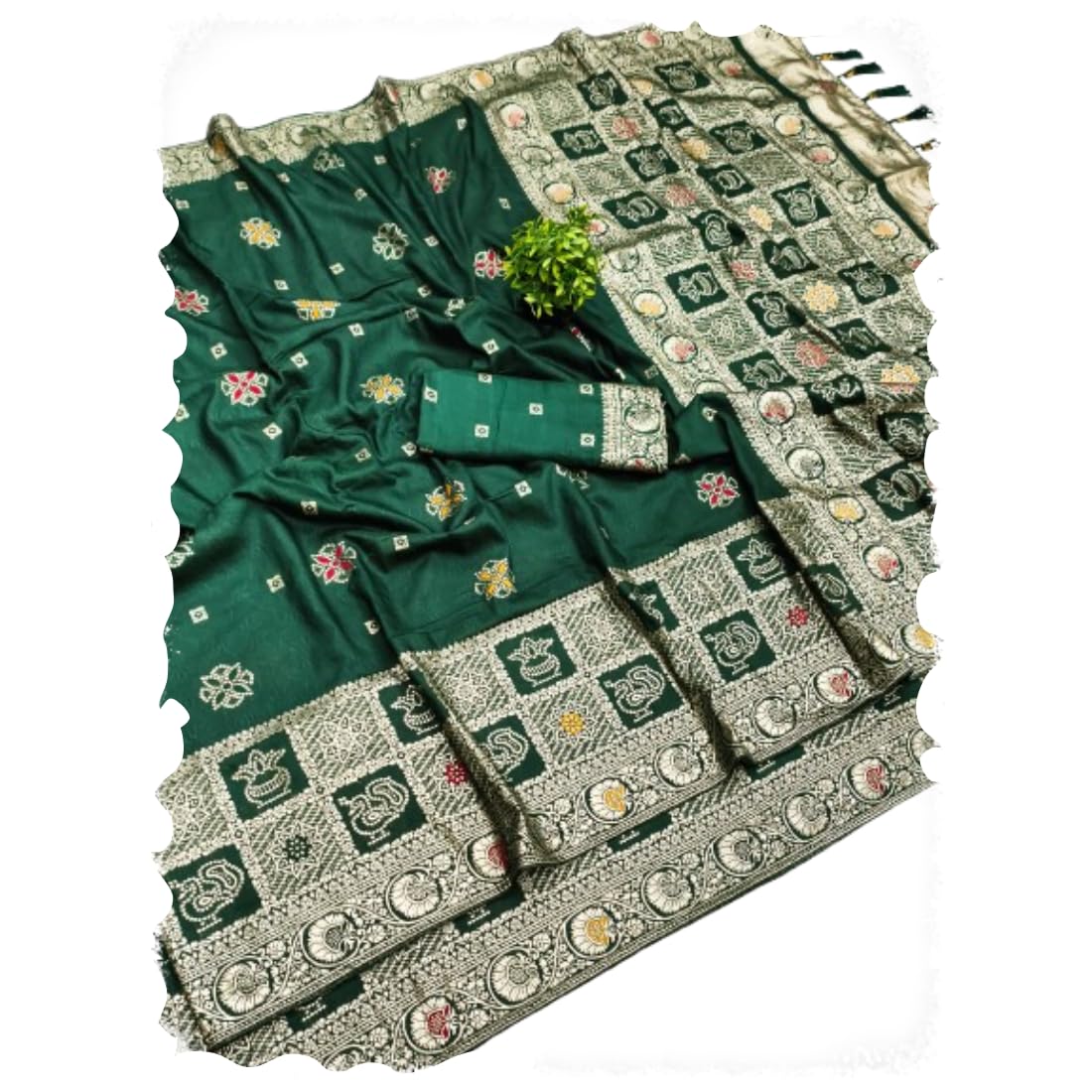 papita Bandhani Soft Silk Saree Pure Silk with Unstitched Blouse Piece-picture-28