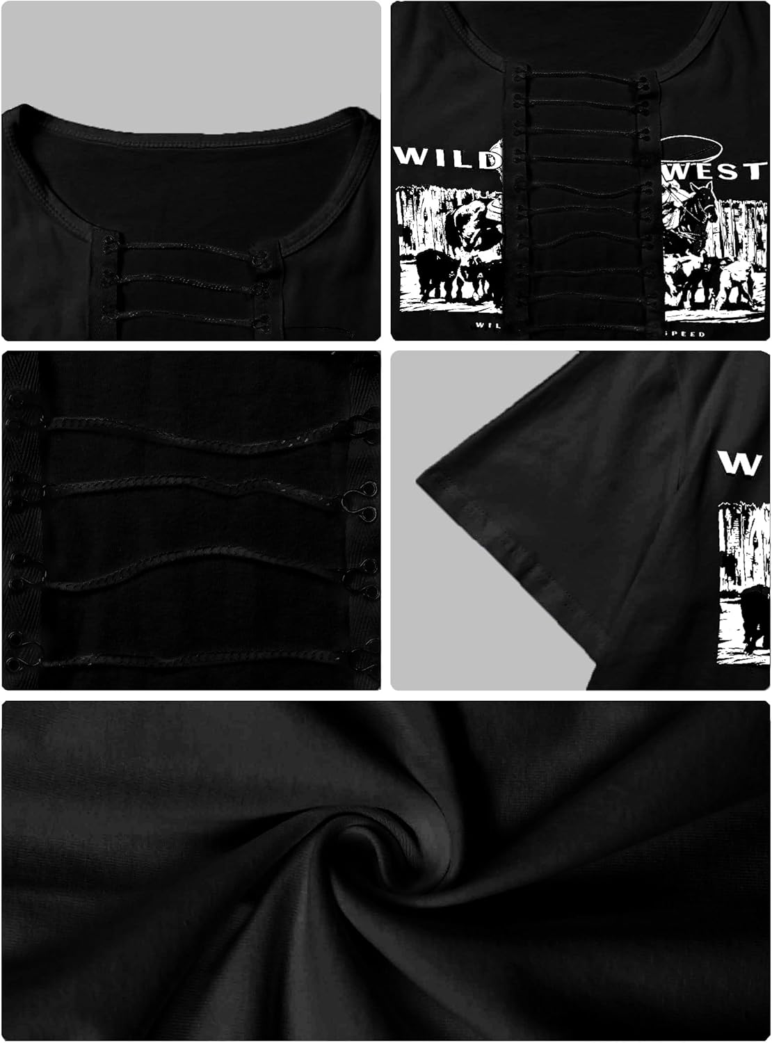 Hilinker Women's Sexy Graphic Crop Tops Summer Cut Out Chain Shirts Short Sleeve Cropped Tee - Image 5