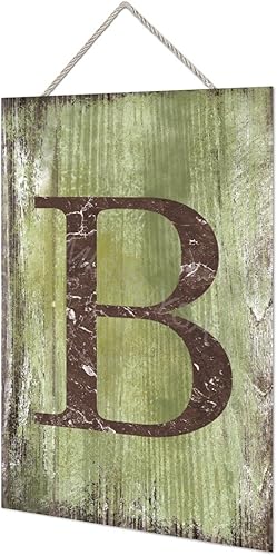 Vista 92 de Letrero colgante de madera con letra J, letrero de madera para decoración del hogar, 26 letras del alfabeto de metal, placa de madera, decoración