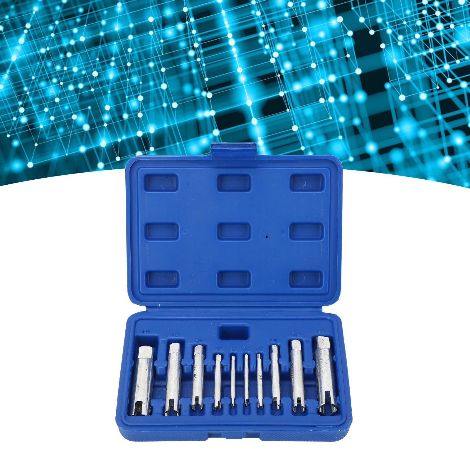Juego de 10 Extractores de Tornillos Rotos con Caja | Removedor de Tornillo de Cabeza Rota, Extractor de Grifos de Cabeza Rota, Para M4 M5 M6 M8 M10 M12 M14 M16 M20 M22