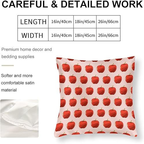 Miniatura 2 de Almohadas decorativas para cama de 16 x 16 pulgadas, fundas de cojín modernas de satén con frutas rojas, manzanas, decoración de verano, funda de