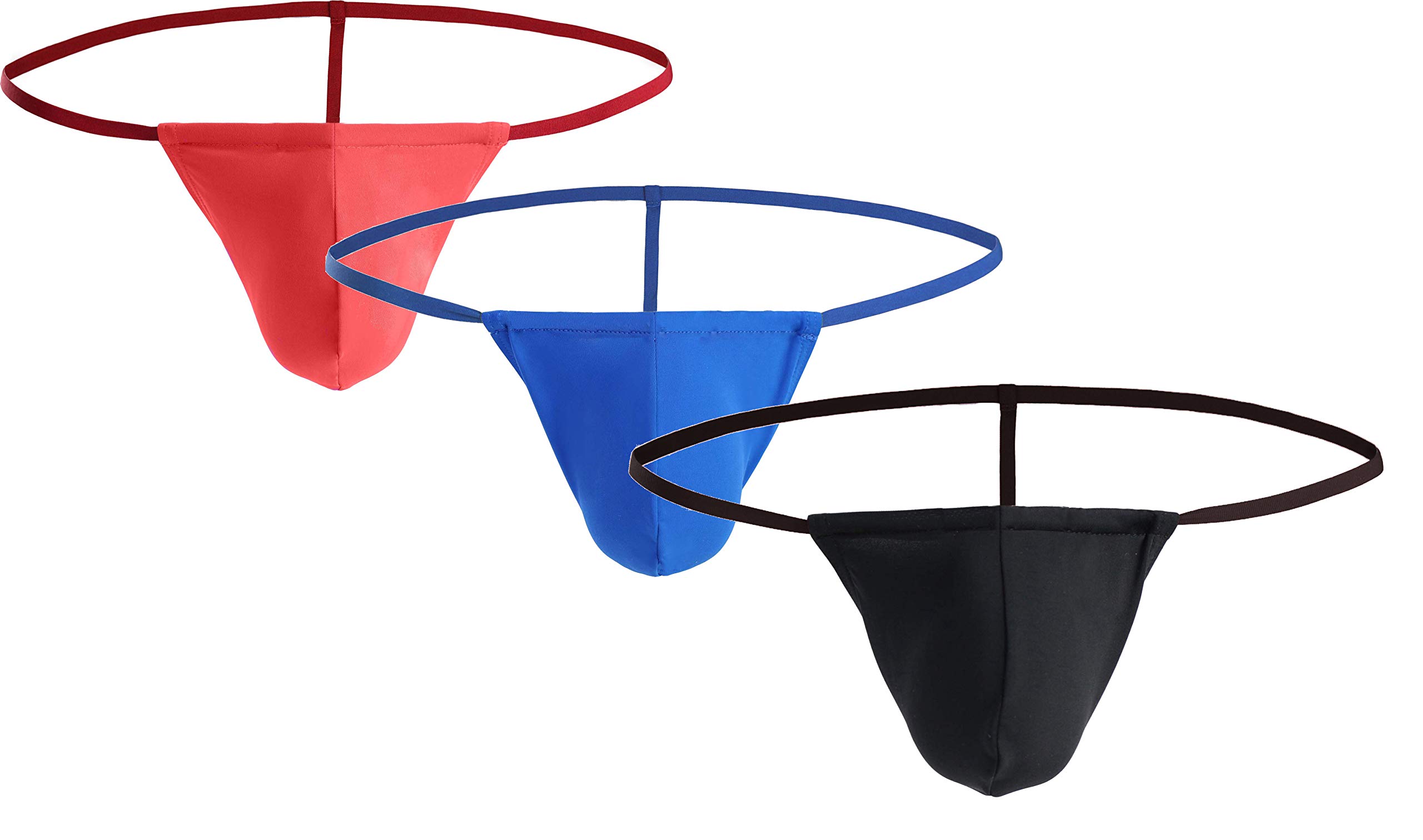 nimra fashion Men's Combo of Polyster Spandex Enhancing G-String Thong Sexy Underwear, Free Size Fit for S-M-L Waist, Black-Blue-Red Color, 3 Pcs Combo-picture-40