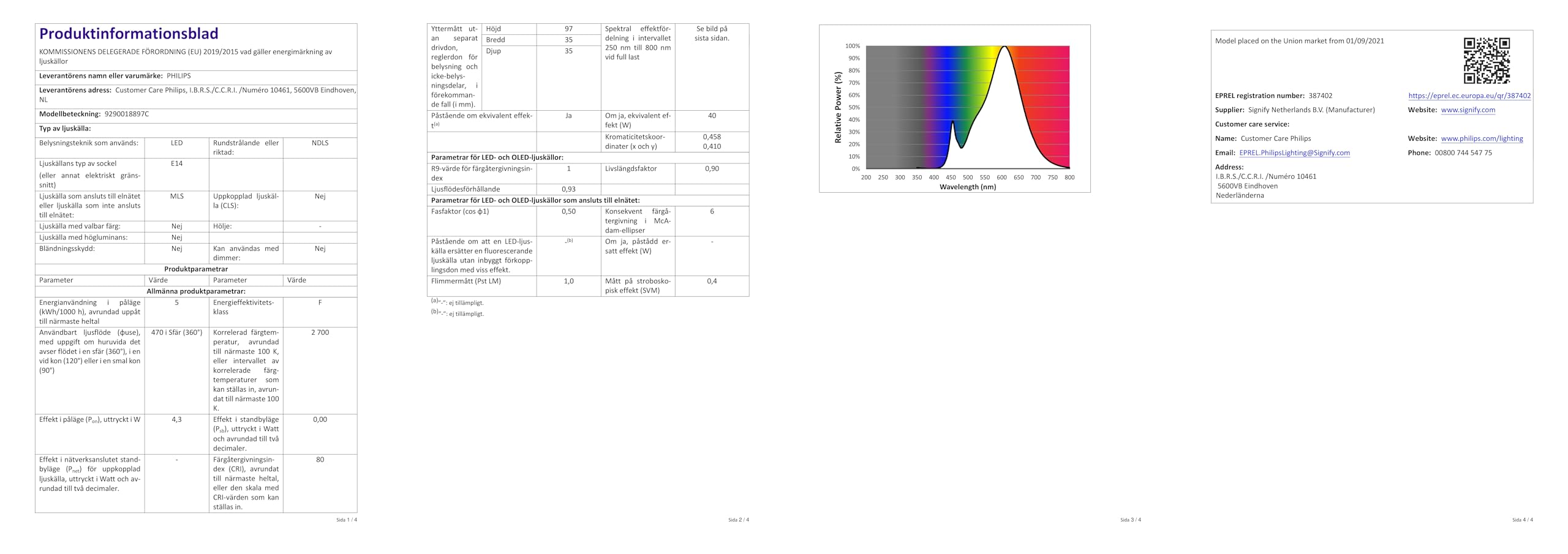 Philips LED Lampadina Oliva filamento, 6 pz, 40W, Attacco E14, Luce Bianca Calda, Non Dimmerabile (Confezione da 2)