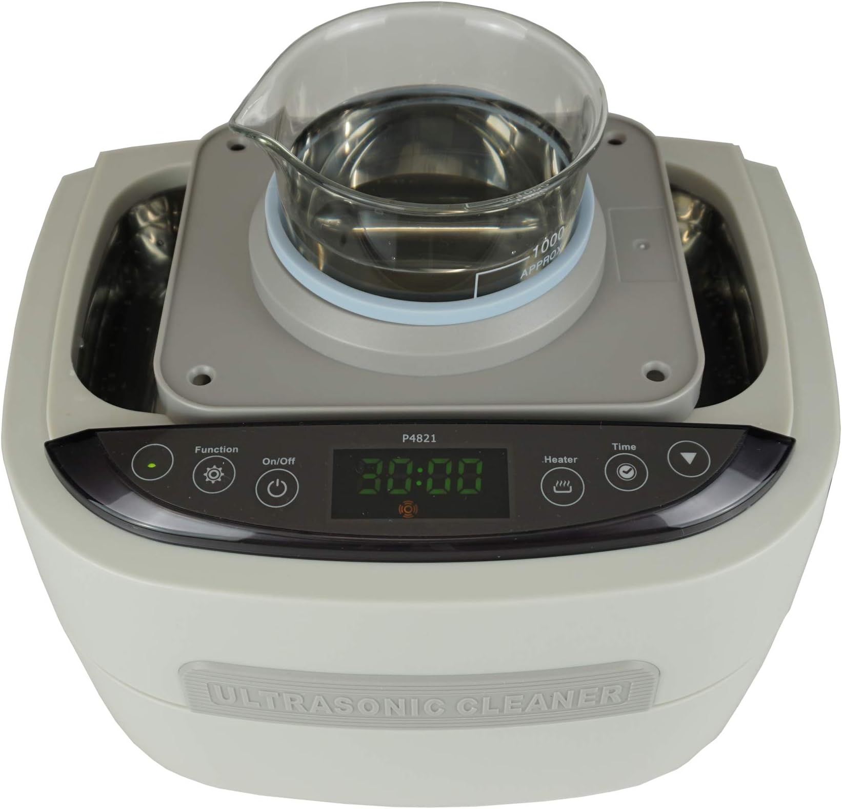 iSonic Ultrasonic Cleaner P4821, 2.6Qt/2.5 L, 60W ultrasonic Stack transducer, with 1000 ml Single Beaker Holder Set for DIY Liposomal Vitamin C, 110V for North America, Beige (P4821+BHK03A)