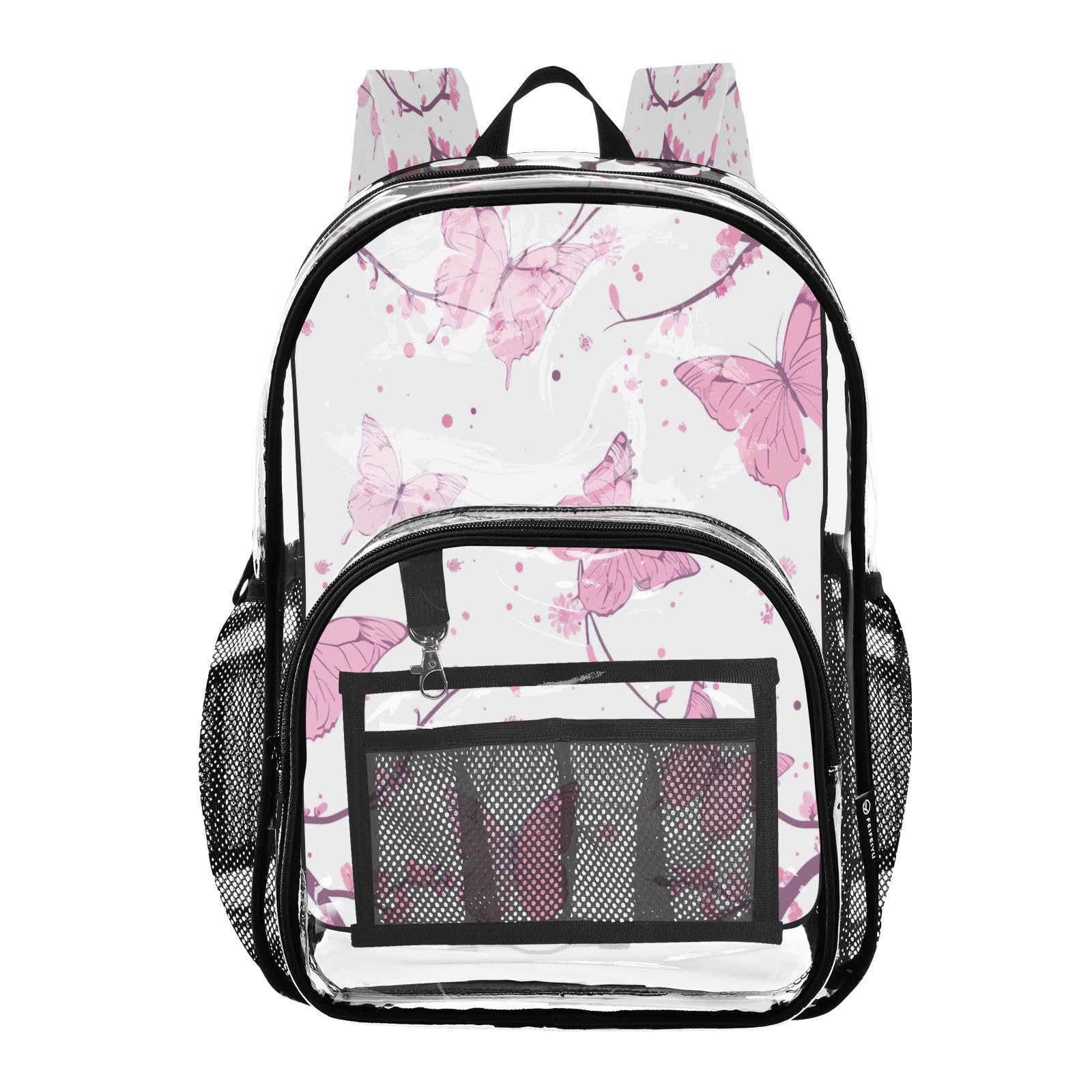 Mochila transparente resistente con múltiples bolsillos para seguridad 8