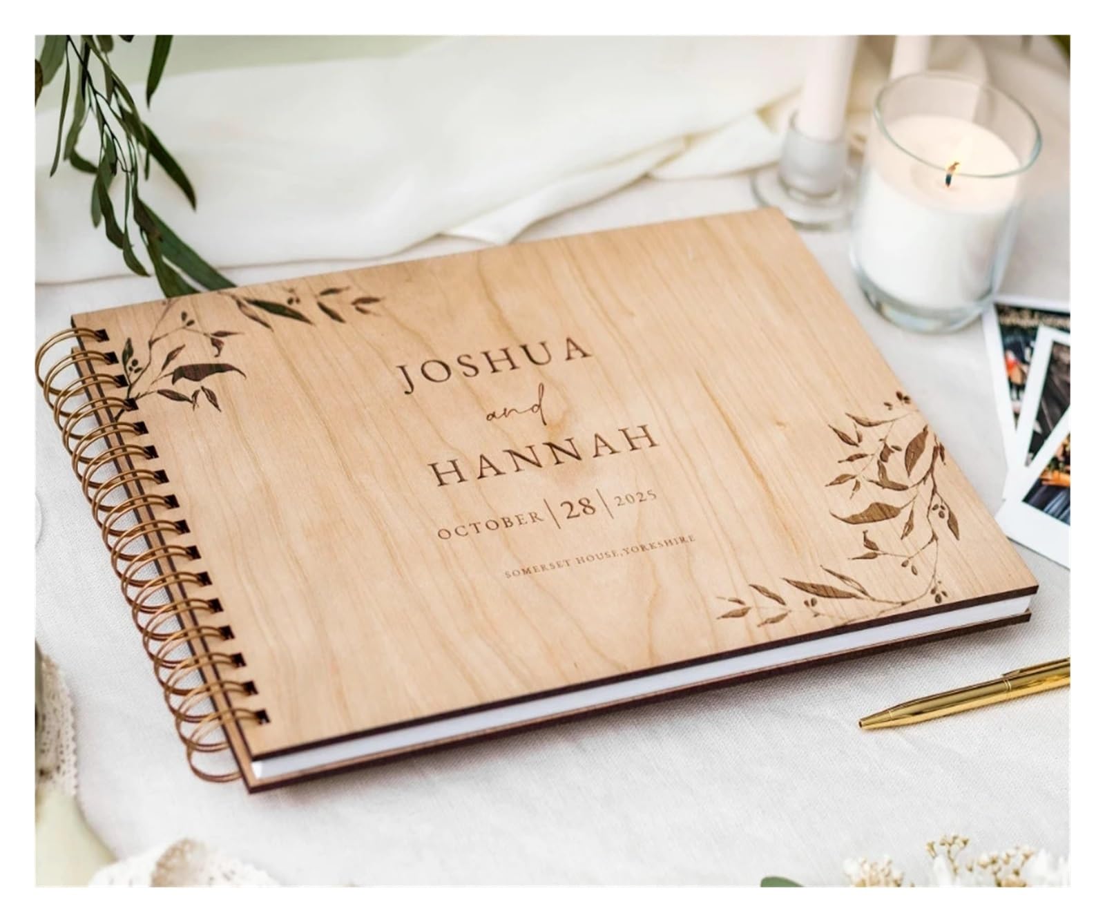 Guest Book Matrimonio Album di Nozze in Legno Rustico | Conserva I Ricordi Del Matrimonio Attraverso La Firma Degli Ospiti E La Raccolta Di Foto(A4(50 SHEETS ))