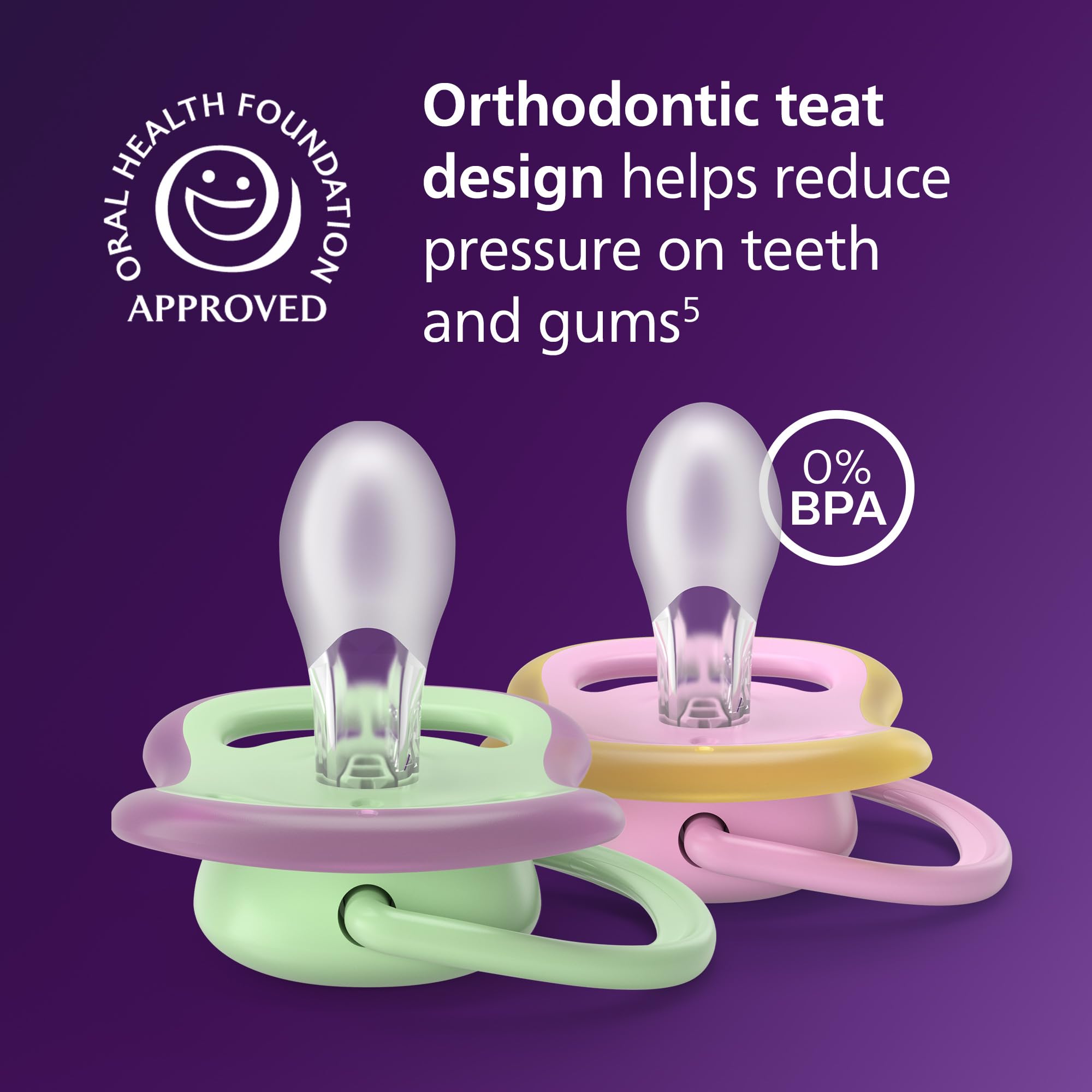 Philips Avent Ultra Air Soothers, Orthodontic Design, for Babies 6-18 Months, Soft Silicone Symmetrical Teat, BPA-Free - Image 3
