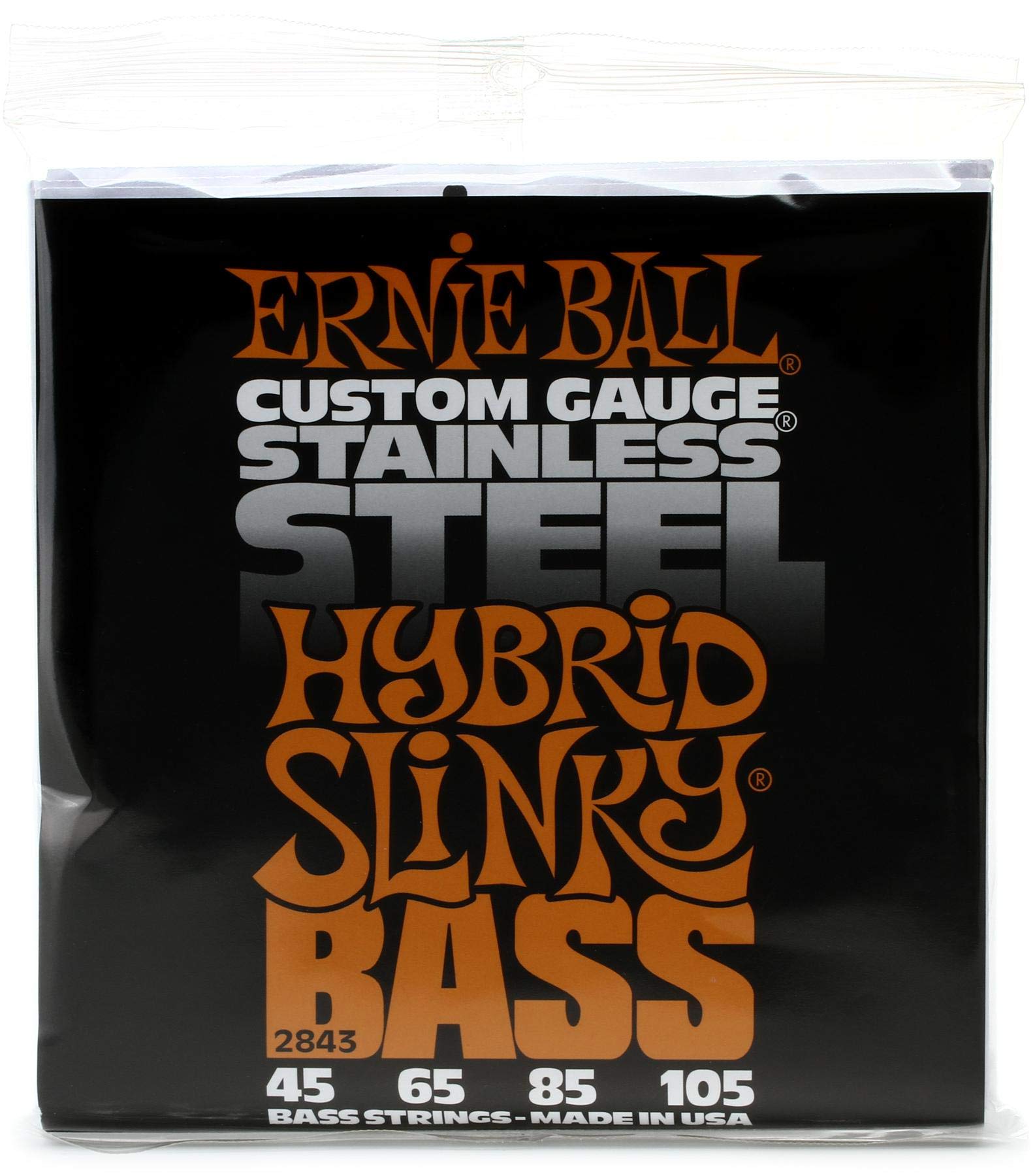 Hybrid Slinky Stainless Steel Bass Guitar Strings, 45-105 Gauge (P02843)