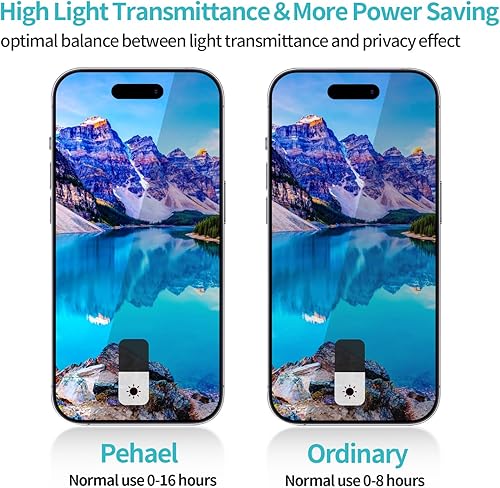 Miniatura 3 de Pehael Paquete de 2+2 Protector de pantalla de privacidad para iPhone 15 Plus con protector de lente de cámara, cobertura completa, película de