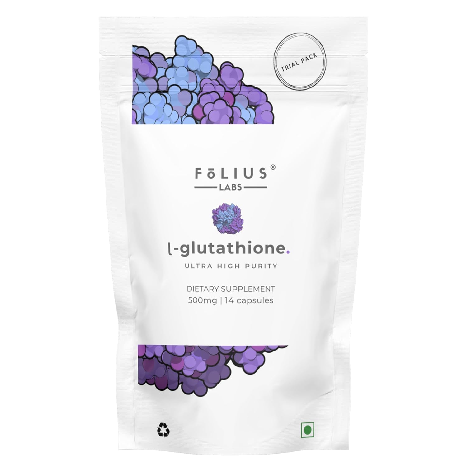 Ultra High Strength L-Glutathione 98 Supplement - 500mg Concentrated Formula Reduced L-Glutathione Supplement - 7-Day Trial Pack