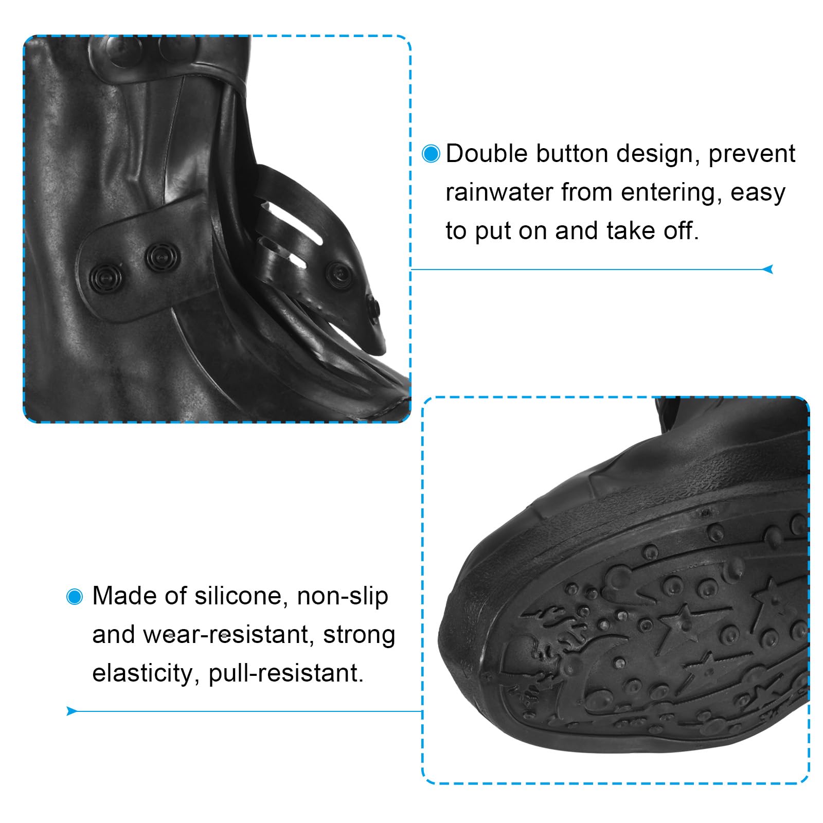 PATIKIL XXXL Cubierta de Zapatos de Silicona Impermeable, 1 Par de Sobrecalzados Reutilizables Antideslizantes para la Lluvia, Nieve y Protección de Botas, al Aire Libre, Negro