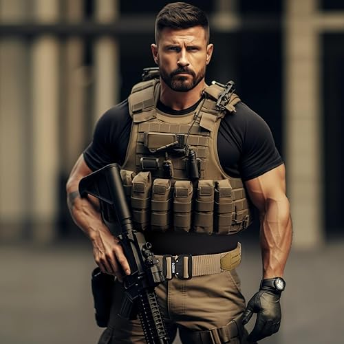 Miniatura 5 de MOZETO Cinturón de batalla Molle, cinturones tácticos de 2" para combate de guerra, cinturones de liberación rápida para aplicación de la ley y