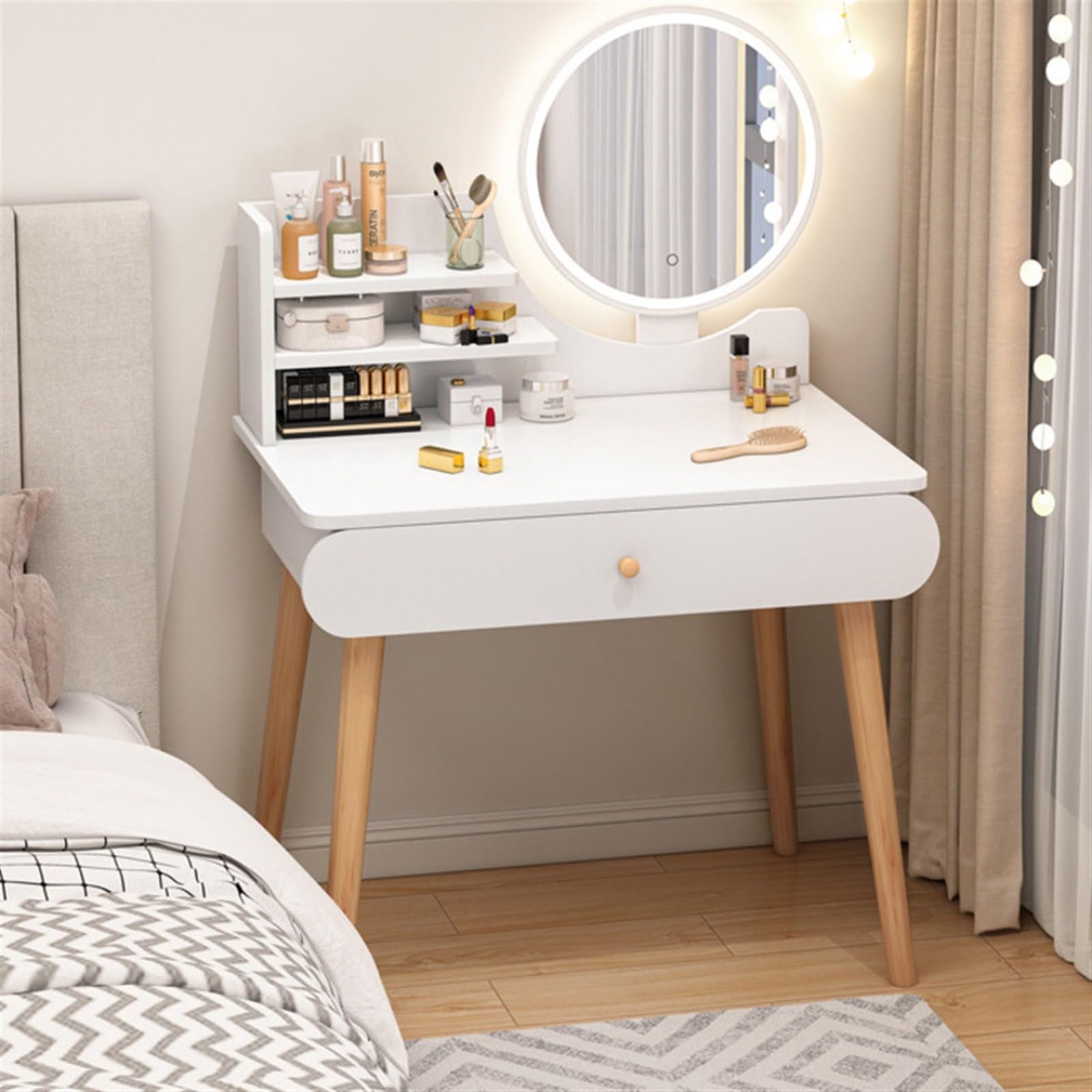 ドレッシングテーブル、スツール付きの高級寝室用家具、寝室のメイク
