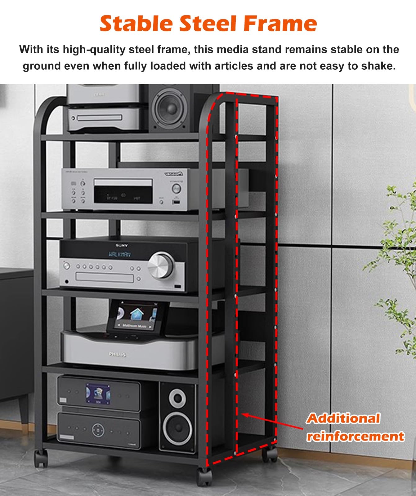 porta-DVD, Supporto for scaffale multimediale audio a 5 livelli