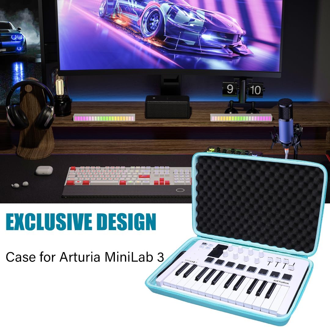 LTGEM Case Compatible with Arturia MiniLab 3 Universal MIDI Controller, Mint Green(Case Only)