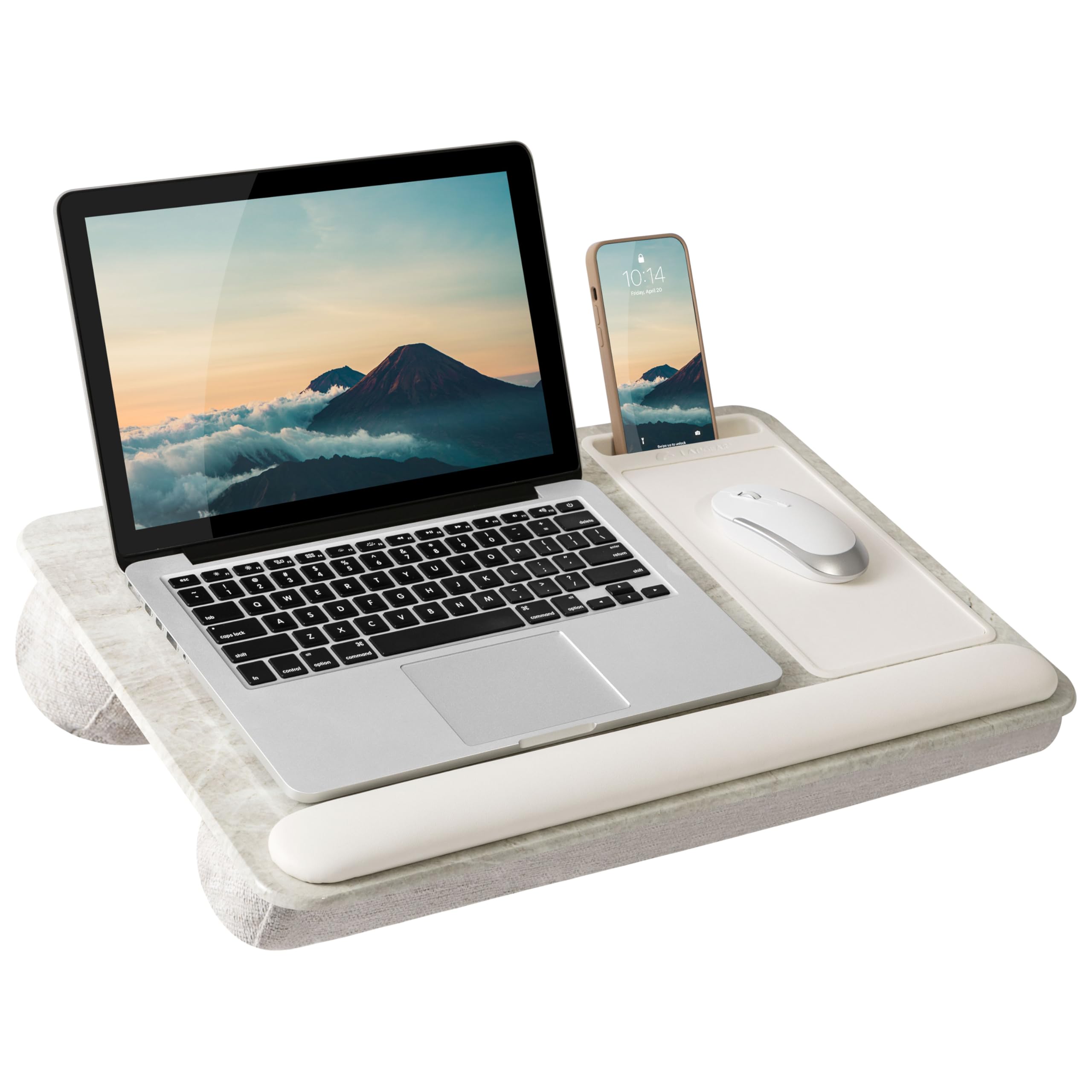 LAPGEAR Home Office Pro Lap Desk with Wrist Rest, Mouse Pad, and Phone Holder - Taj Mahal Marble - Fits up to 15.6 Inch Laptops - Style No. 91601