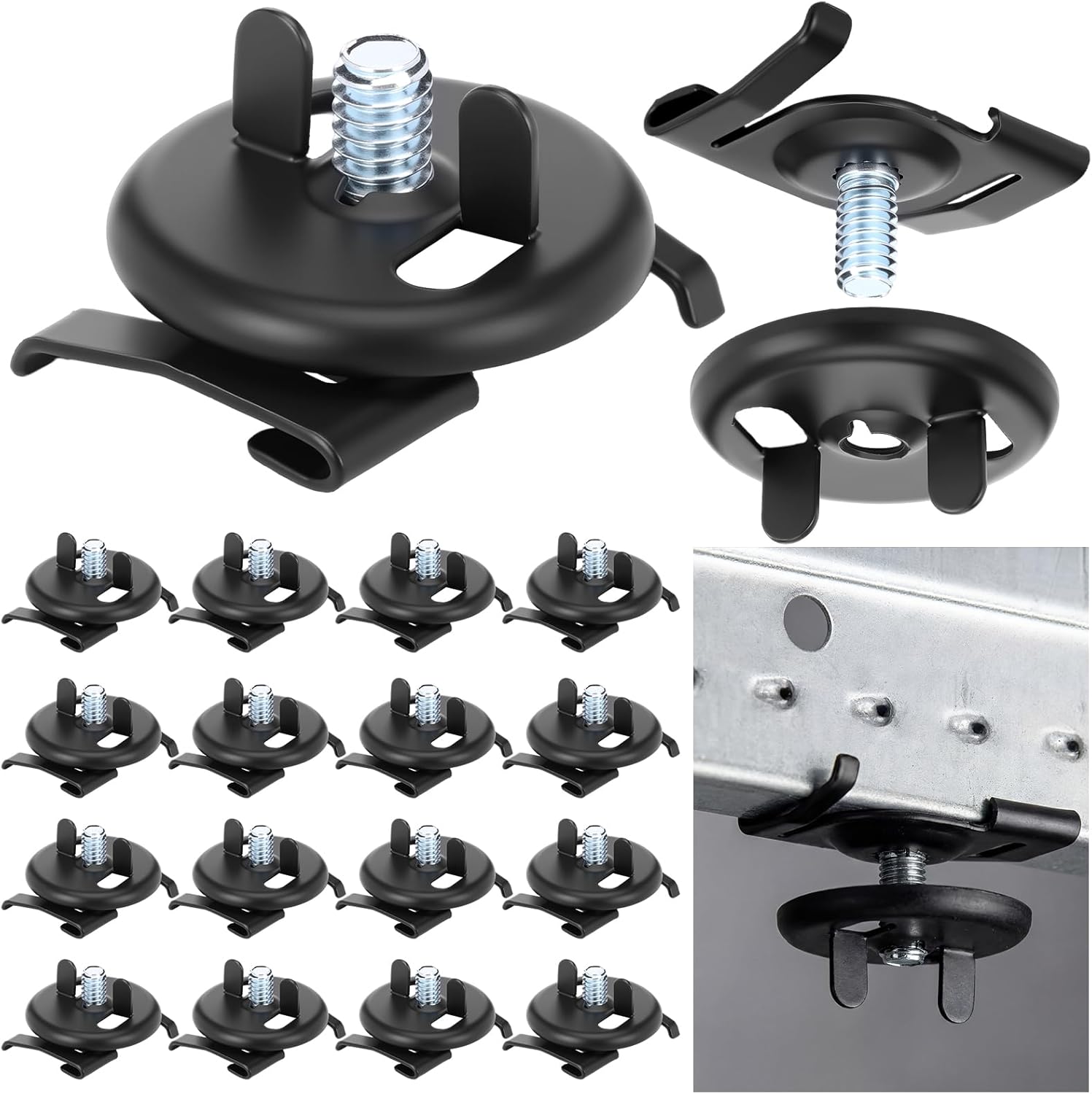 Silkfly 25 Pcs White Spring Steel T Bar to Electrical Fixture Twist Clip with Wing Nut, Mounting Clip for Installation of Suspended Drop Ceilings for 15/16 Inch T-Grid