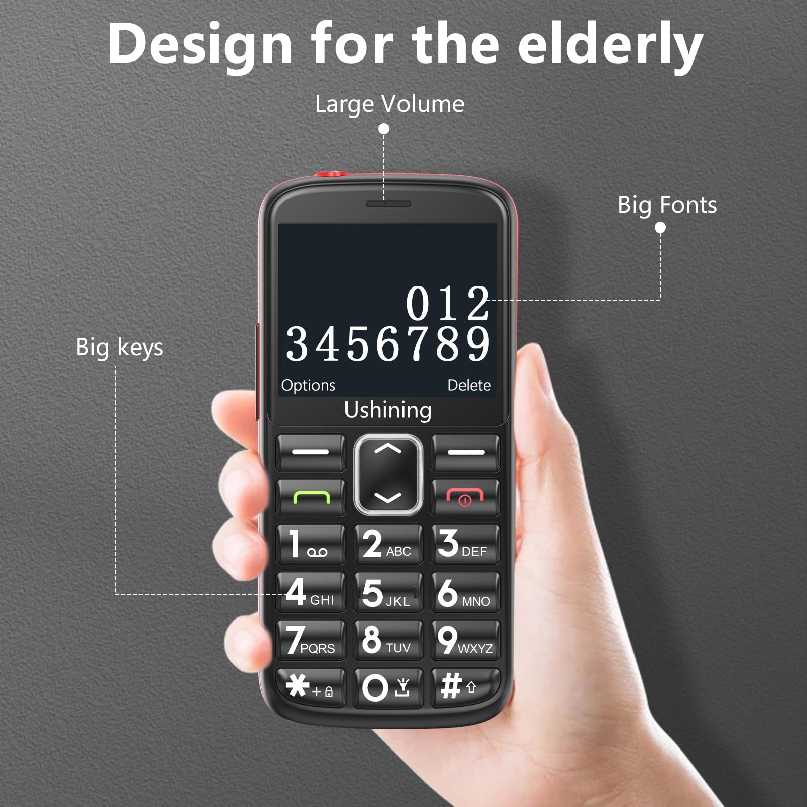 Seniorenhandy Ohne Vertrag mit Groüe Tasten, Dual SIM Senioren Handy mit 2,4 Zoll Farbdisplay, 1000 Mah Akku, Hörgeräte Kompatibel, Notruftaste, Typ-C-Kabel, Rentner Handy Mit Ladestation, Schwarz