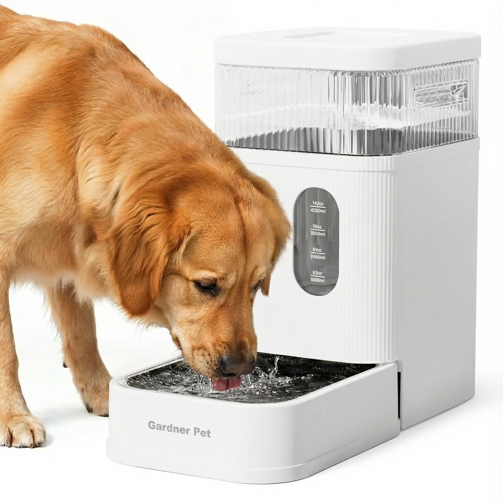 Photo 1 of Gardner Pet 2.2 Gallon Automatic Dog Water Bowl Dispenser 8.5L Gravity Water Feeder with Stainless Steel Bowl & Maifan Stone Filter, BPA-Free for for Cats and Dogs (White, 2.2 Gallon)