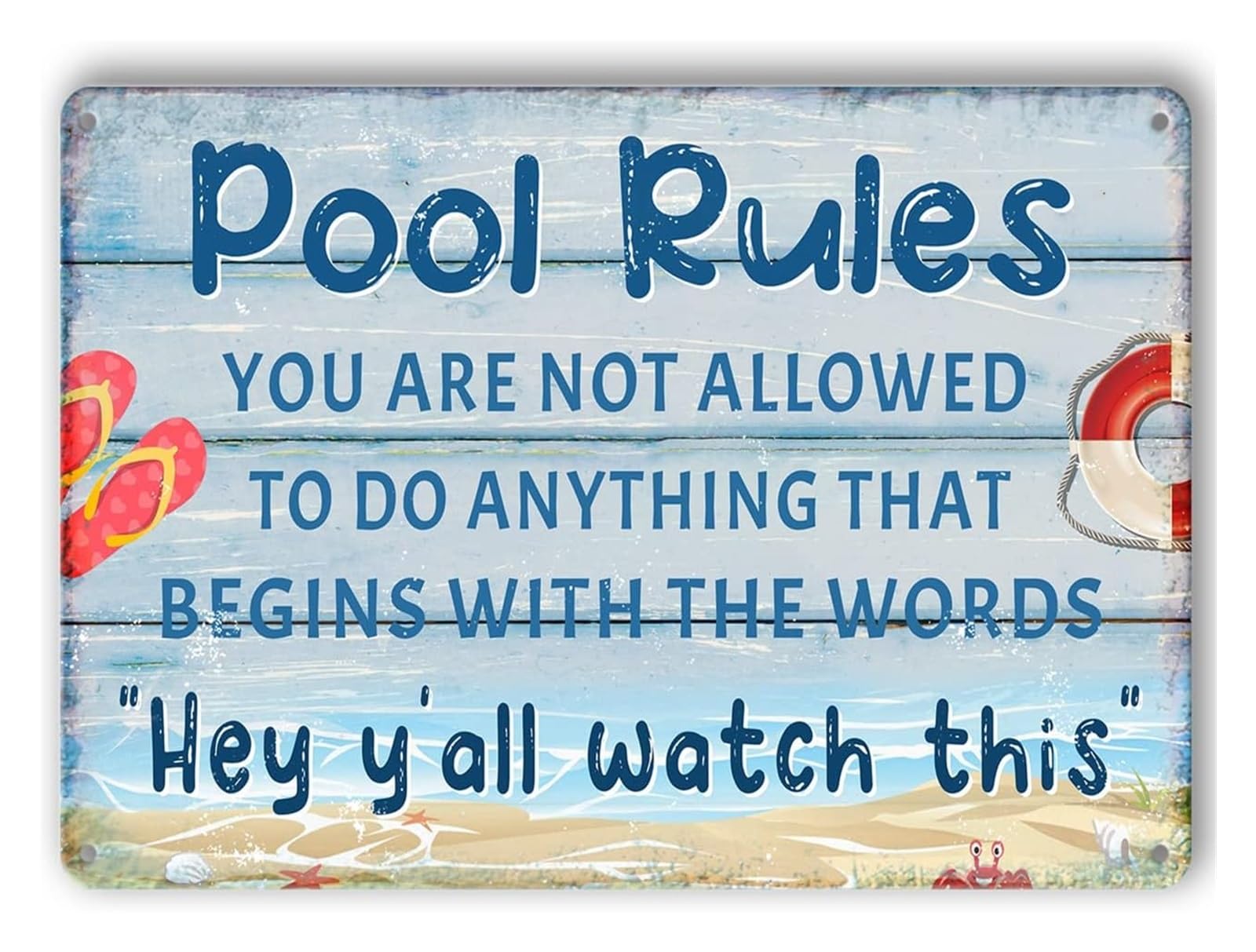 EKFBQBGW Vintage Style Pool Rules Metal Sign Aluminum Art Plaque With Humorous Saying Weather Resistant Print Wall Hanging For Patio Bar 8 X 12 in
