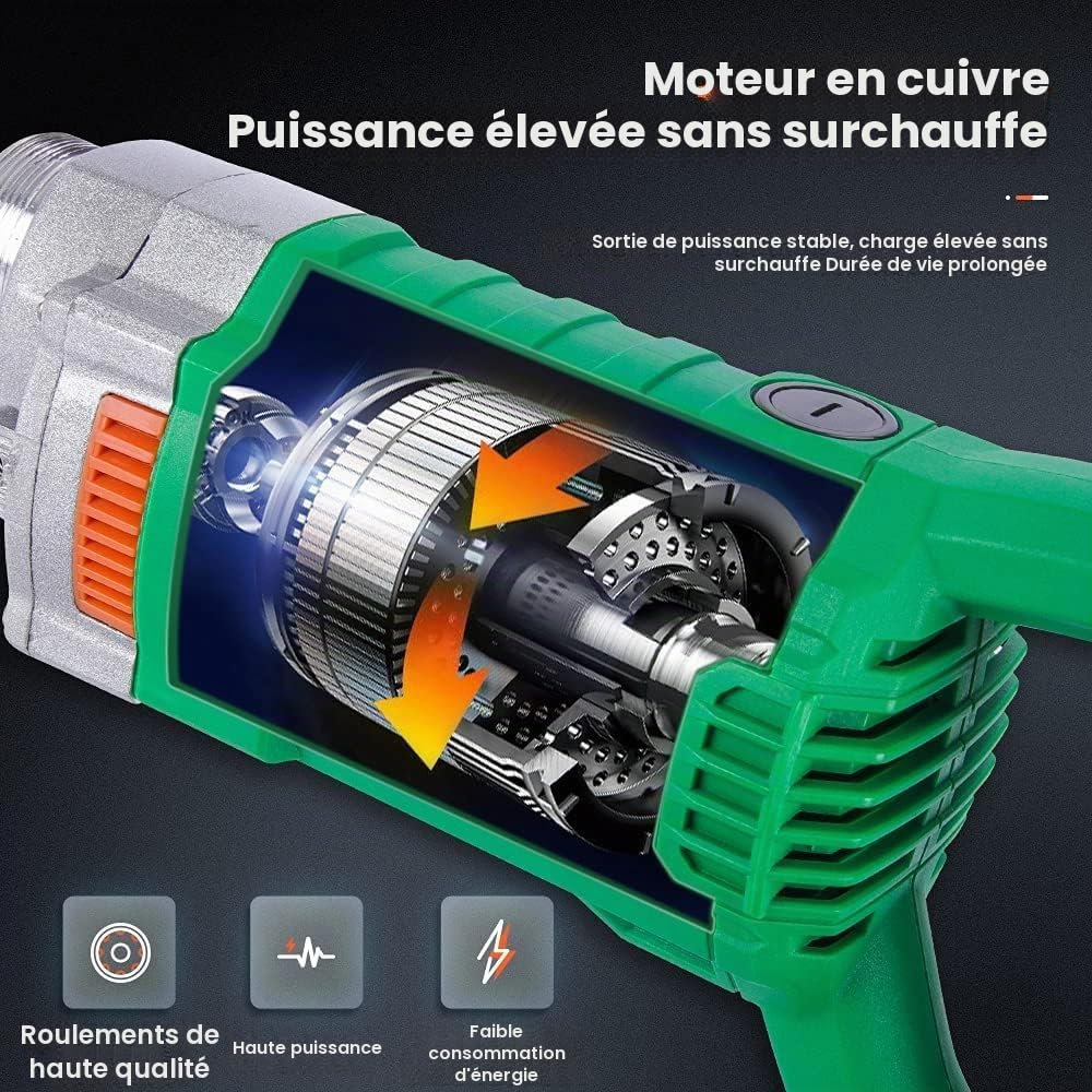 Anbull Vibreur à béton 1600W 2m 5000 tr/min 35 mm Avec poignée
