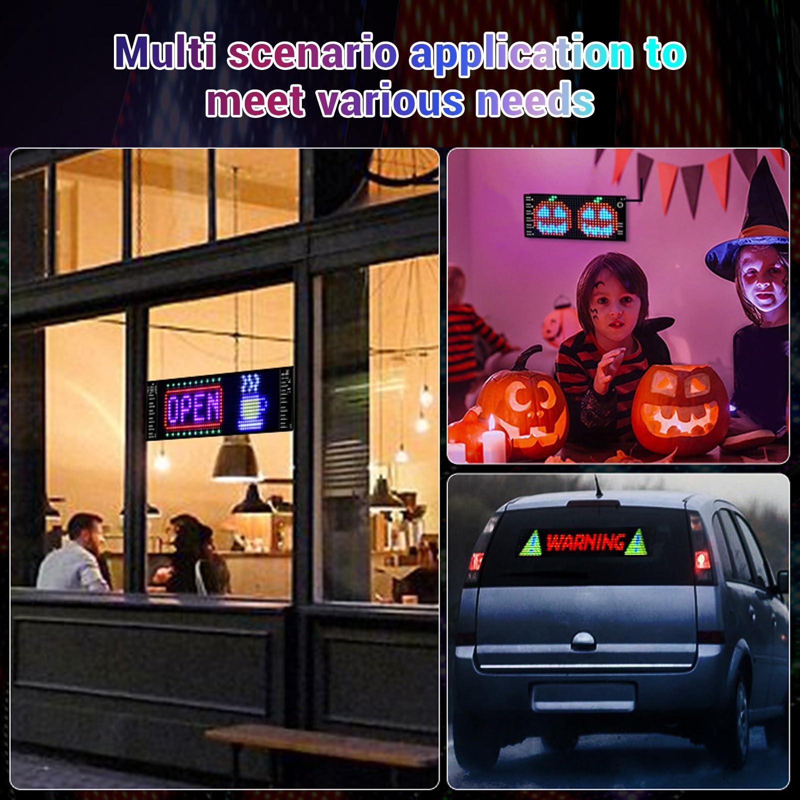 AMONIDA Insegna LED Programmabile con Controllo Mobile Intelligente Ed Elevata luminosità per Promozione Aziendale, 96x16