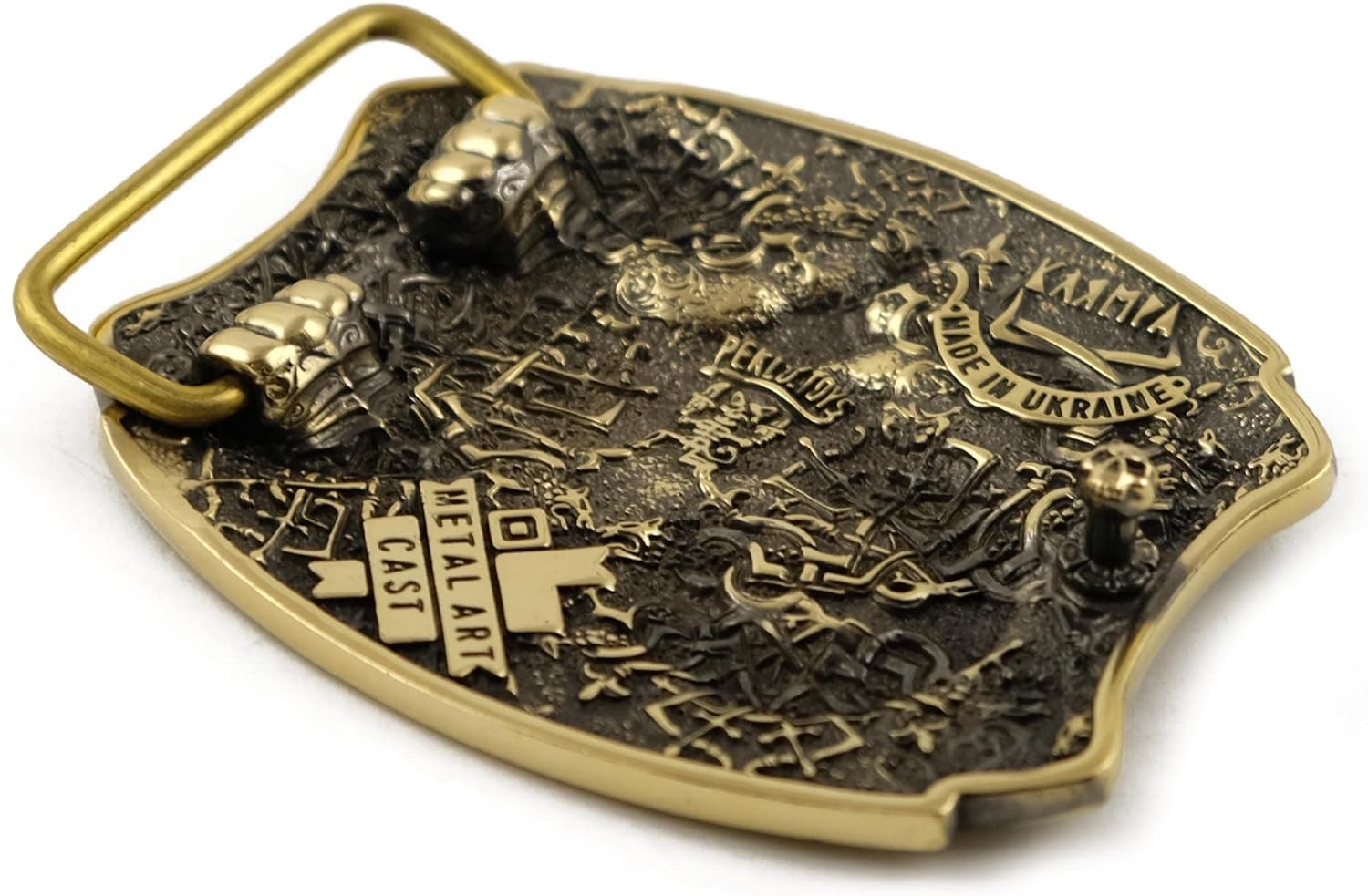 Semargl solid brass belt buckle, handmade Mythical winged lion Simargl buckle, Slavic mythology Griffin creature belt buckle