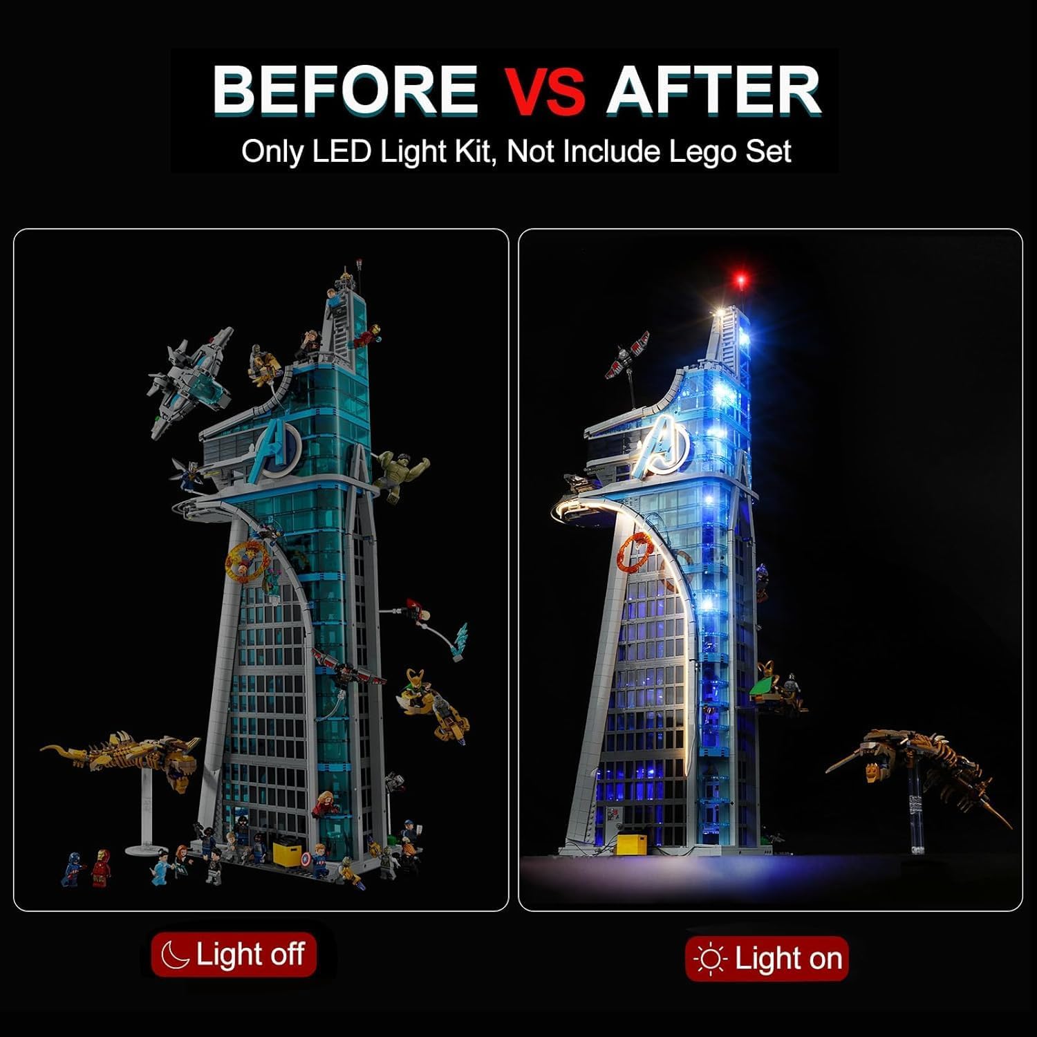LED Lighting Kit for Lego Marvel Avengers Tower 76269, LED Light Compatible with Lego 76269 Building Block Models - NOT Included The Model Set