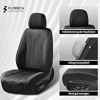 FLORICH Autó Üléshuzat Szett 5 Részes PU Bőr Vízálló Univerzális - Whole set, black 6