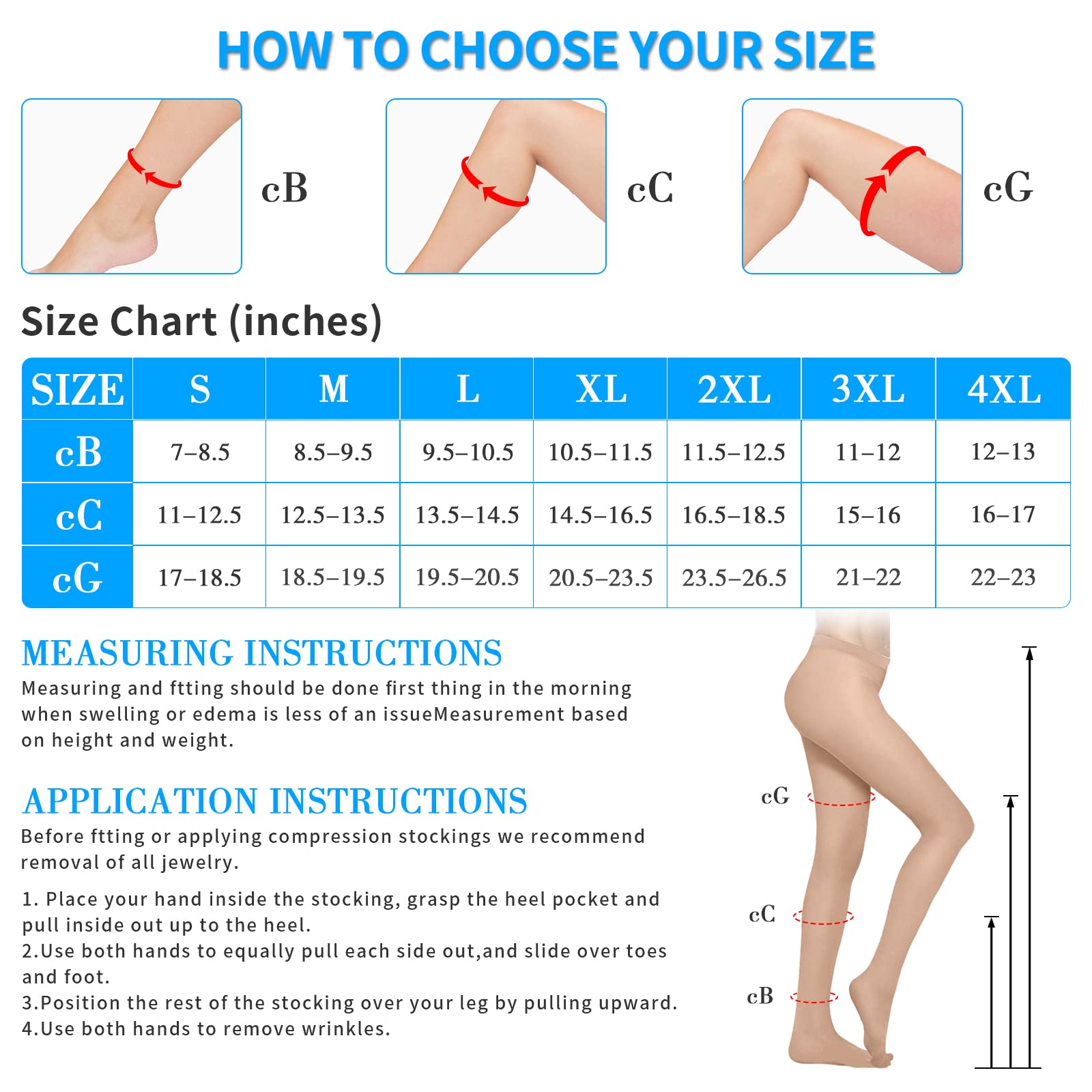 2 medias de compresión para mujer, 20-30 mmHg, manguera de compresión gradiente, ayuda a aliviar la hinchazón, el edema varicosa, las venas cerradas, manguera de apoyo firme (beige, talla L)