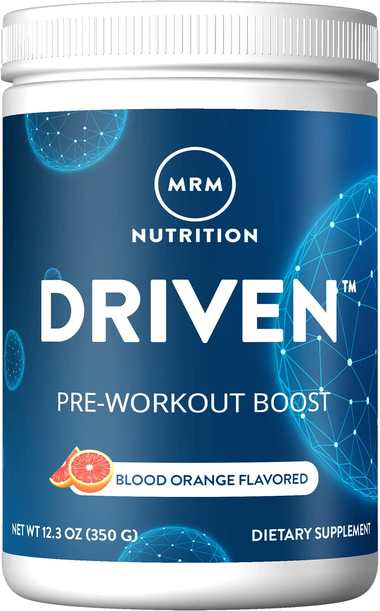 MRM Nutrition Driven Dry Scoop Pre Workout Powder - Healthy Preworkout for Men & Women, Clean Energy & Focus with Beta Alanine & Caffeine, Vegan, Gluten-Free - 29 Servings, Blood Orange Flavor