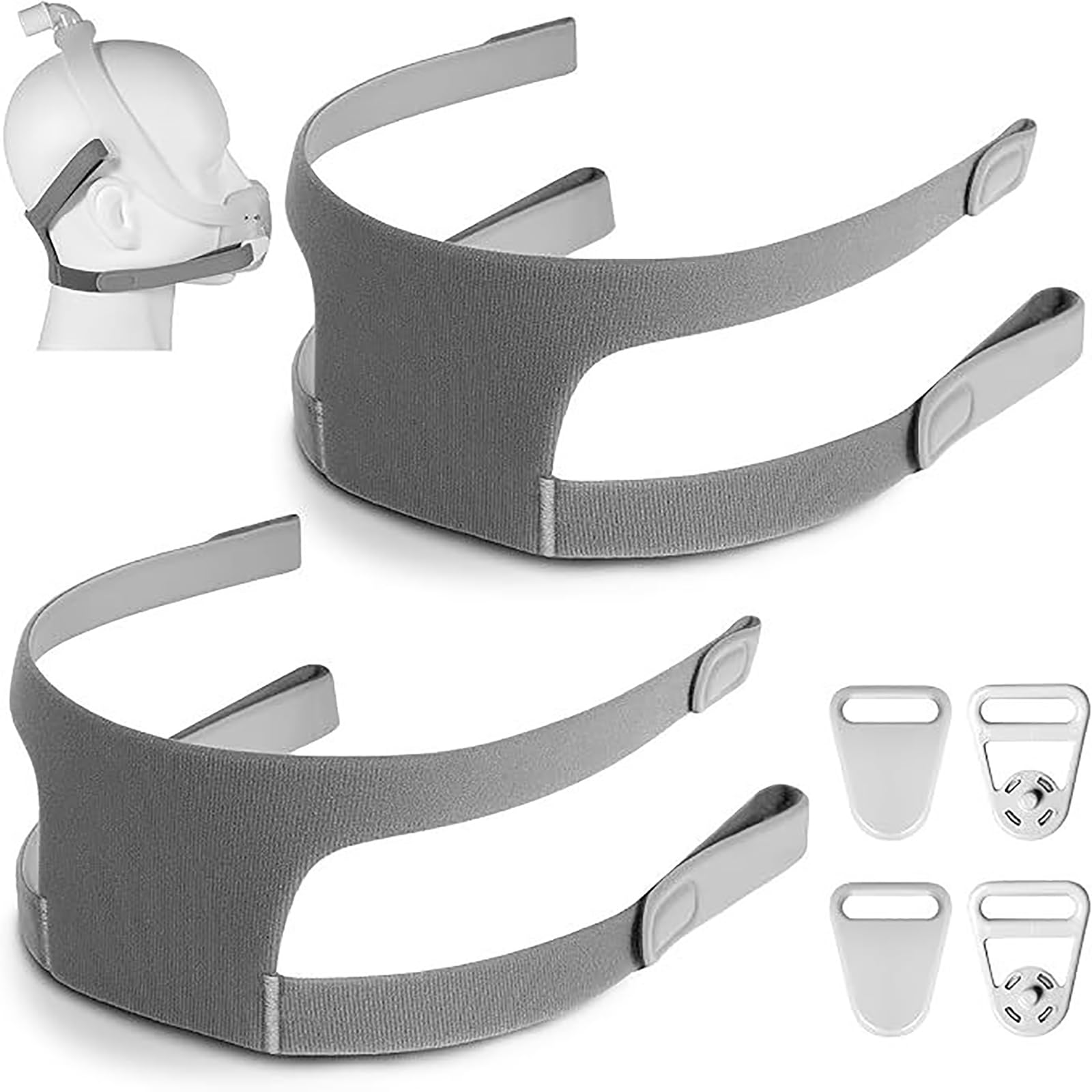 Maschera a pieno facciale ricambio Copricapo per maschera nasale con cuscino adatto per ventilatore, cinghia regolabile, design a clip per la manutenzione quotidiana, assistenza domiciliare con