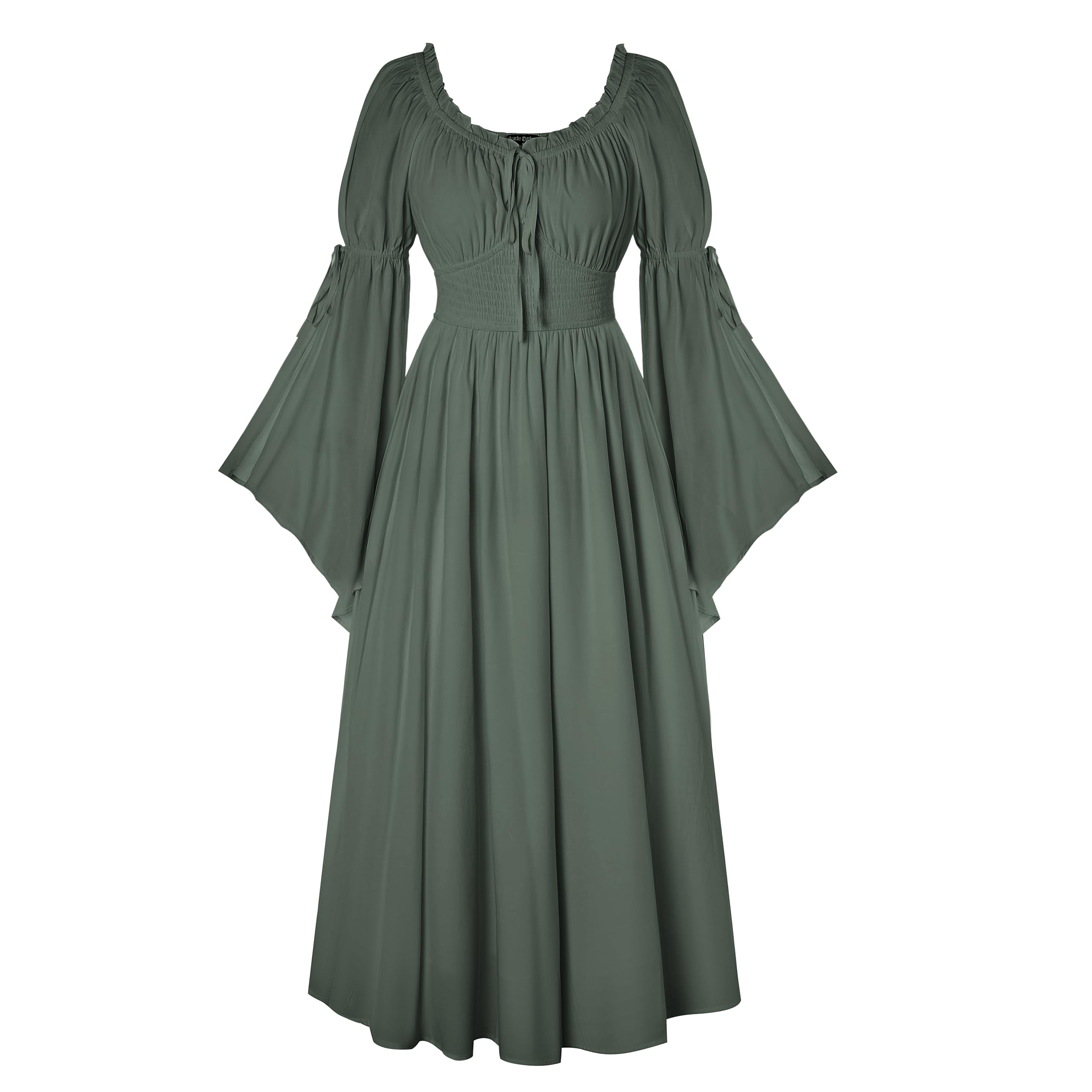 Scarlet Darkness Renaissance Dress for Women Medieval Peasant Dress Long Bell Sleeve Dresses