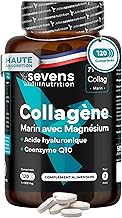 Hydrolyzed Marine Collagen with Magnesium Hyaluronic Acid Coenzyme Q10 - 120 Capsules - Skin Bone Joints - Vitamins A C D3 B12 Zinc - High Absorption - Sevens