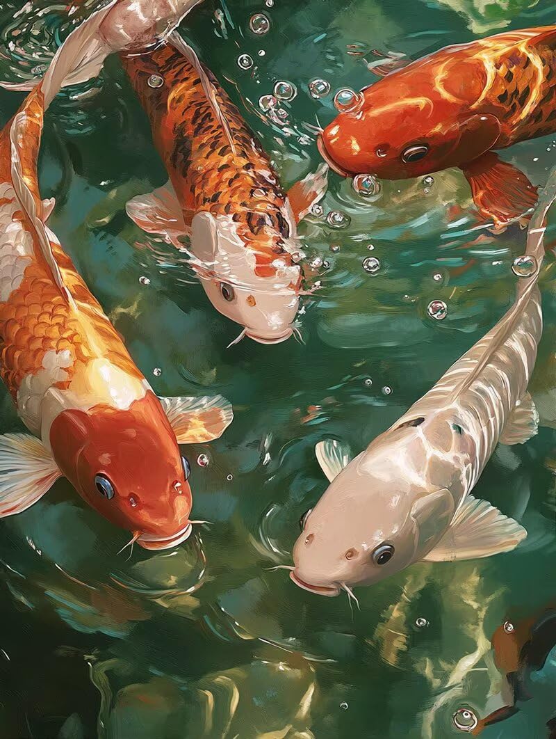 Dipingere con i Numeri Adulti Carpa koi, Kit di Pittura a Olio su Tela DIY con Pennelli Pittura a Pigmento Acrilico, Paint by Numbers Paesaggio Disegno, Regalo Creativo 70x100cm (Senza Cornice)-#877k