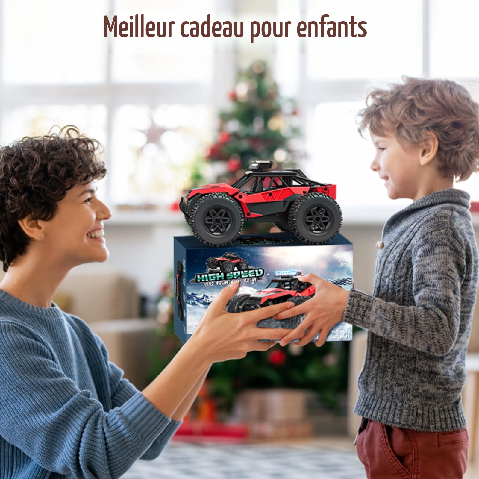 Voiture Télécommandée Tout Terrain, Monster Truck RC Offroad Car Radiocommandée Rapide 22 km/h 2.4GHz, Jouet Enfant Garçons 6 7 8 9 10 11 12 Ans Cadeau Noel Anniversaire Véhicules Téléguidée Jeux