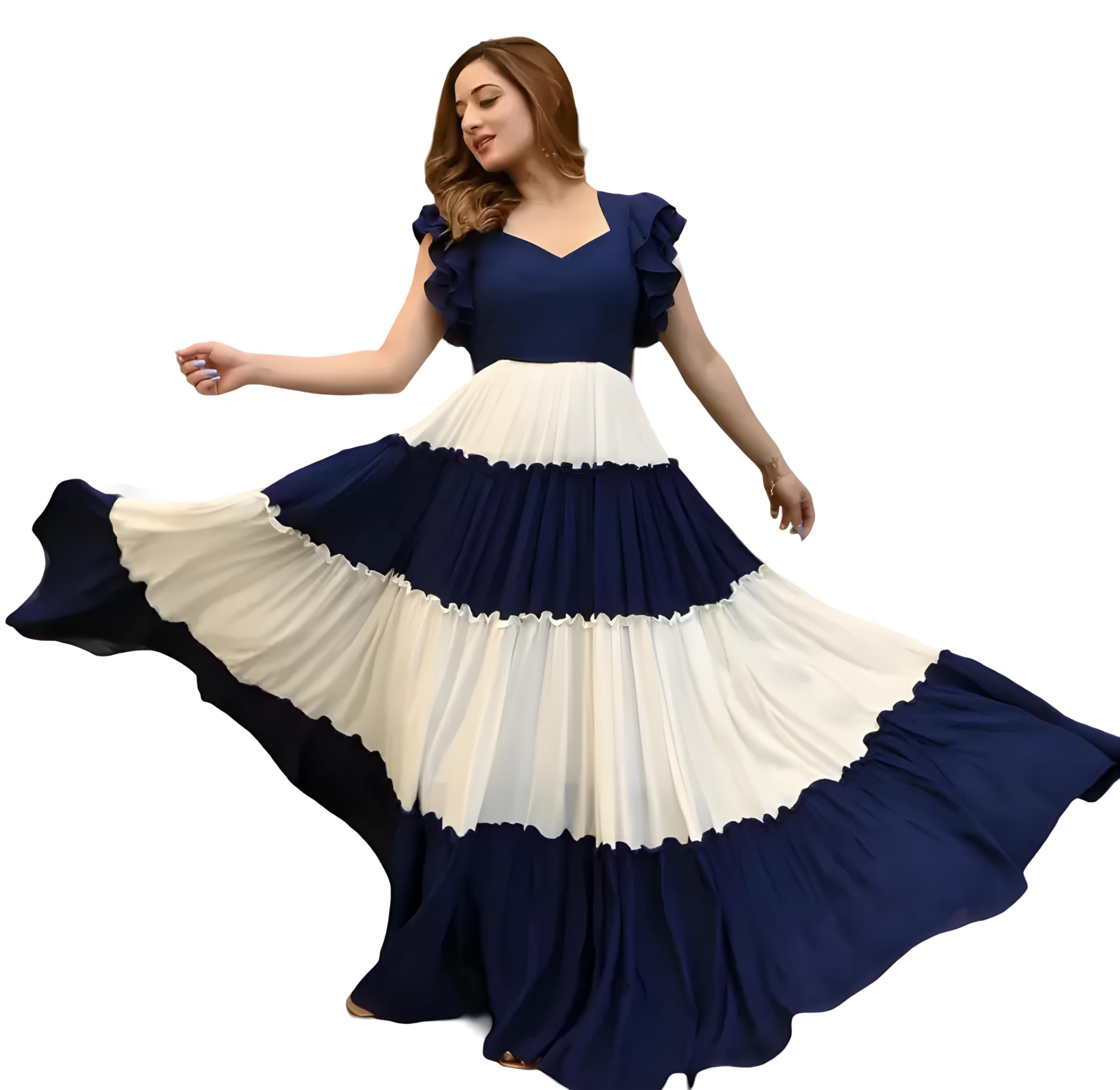 Women's Rayon Solid Dual Colored Ankle Length Anarakli Gown for Women-image-19