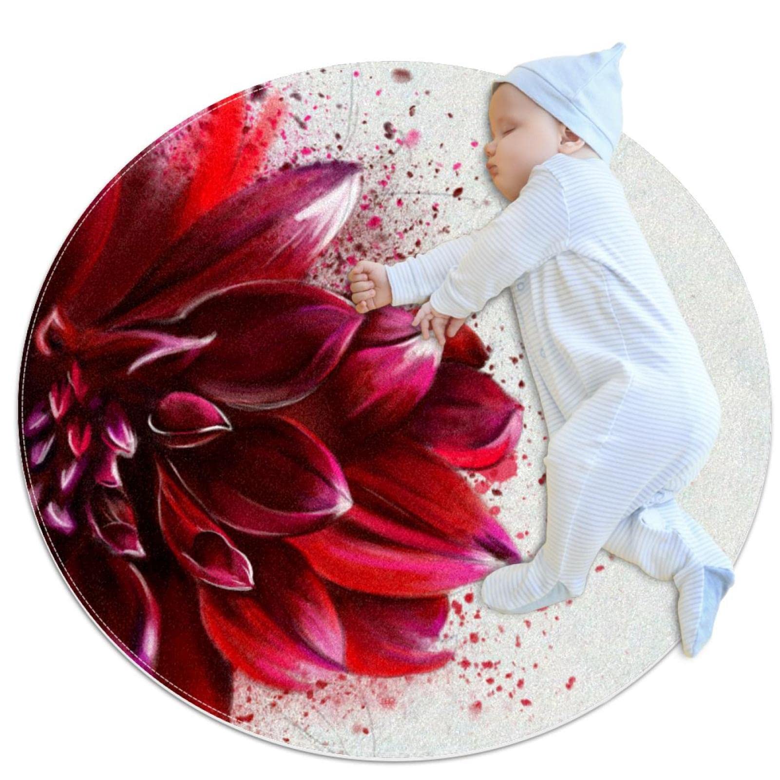Tapis rond antidérapant roses 100x100cm pour éviter les glissades dans la chambre