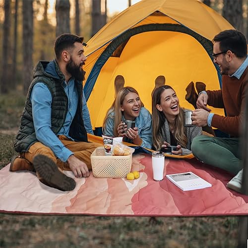 Miniatura 7 de VILLEY Manta de picnic, manta de camping de 3 capas de 52 x 75 pulgadas, lavable a máquina, repelente al agua y a prueba de arena, plegable y