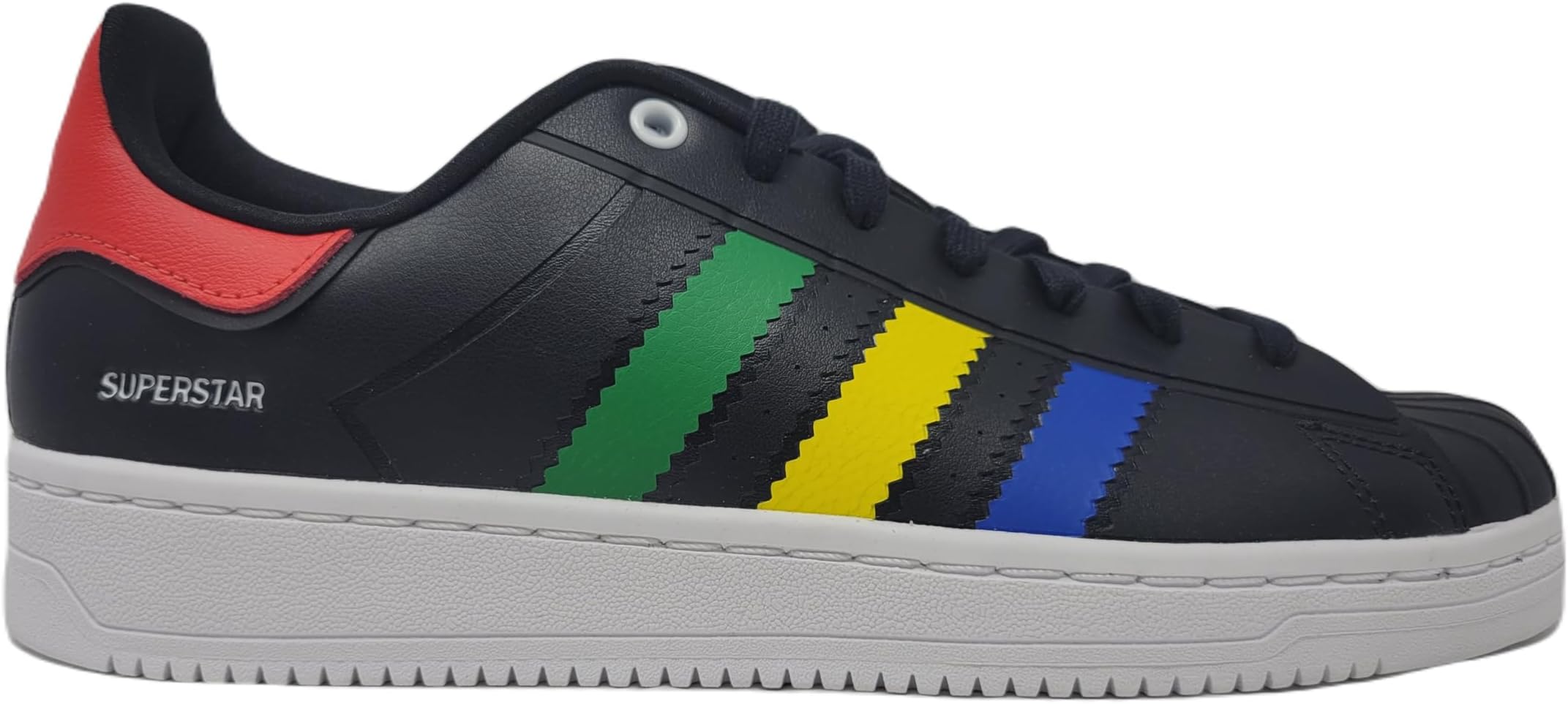 superstar adidas blue and white