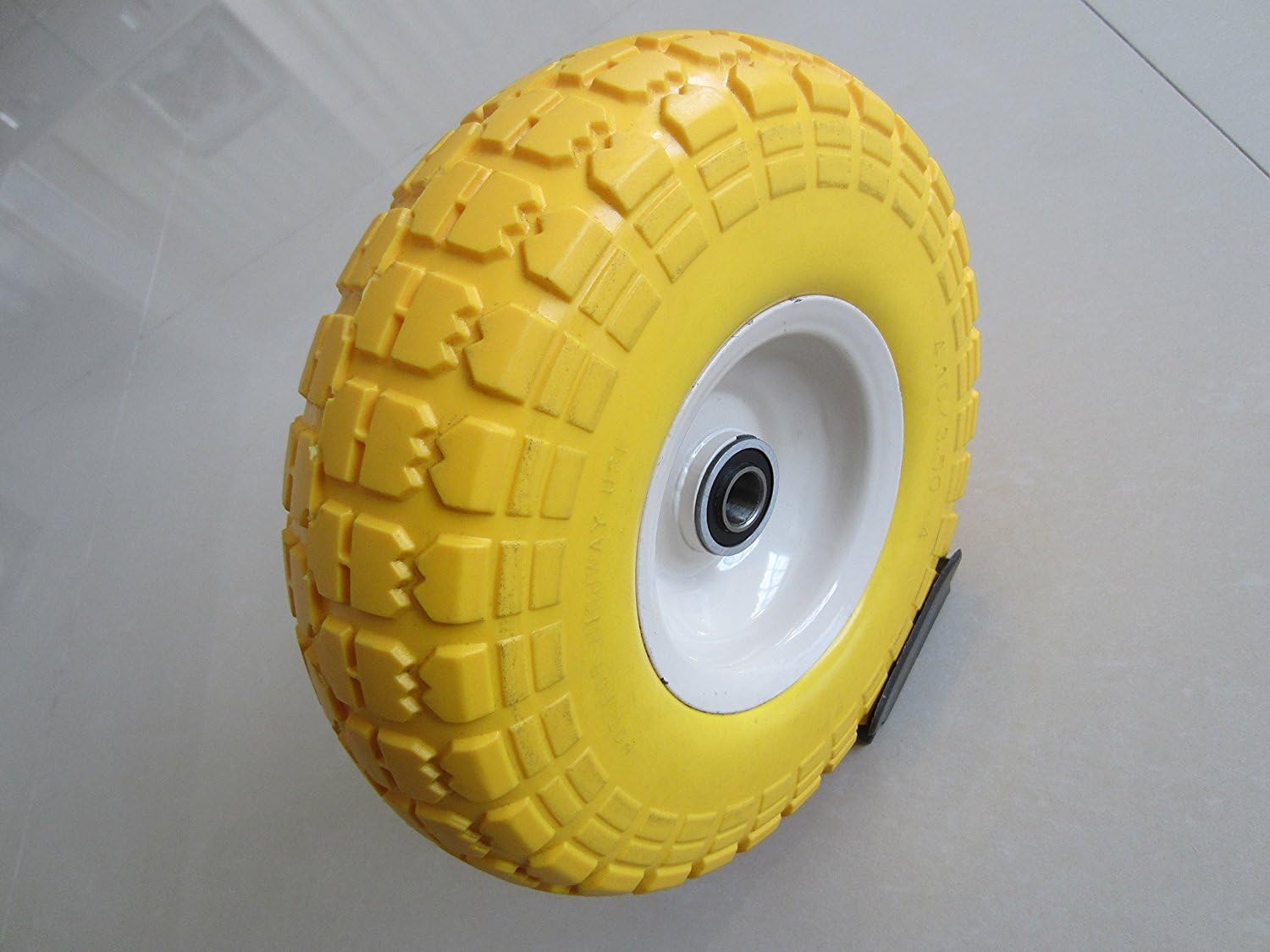 11-pu-y-dh-16p 4.10/3.50-4" Flat Free Hand Truck/utility Wheel Tire, 2.25" Offset Hub, 5/8" Ball Bearings, 10" Tire Diameter,knobby Tread