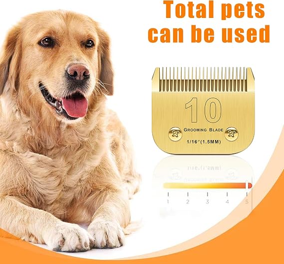 10 Blades Compatible With Andis/Oster A5/Wahl KM-10 Series Dog Clippers - Detachable Replacement Grooming Blades (Gold 10#/3PCS)