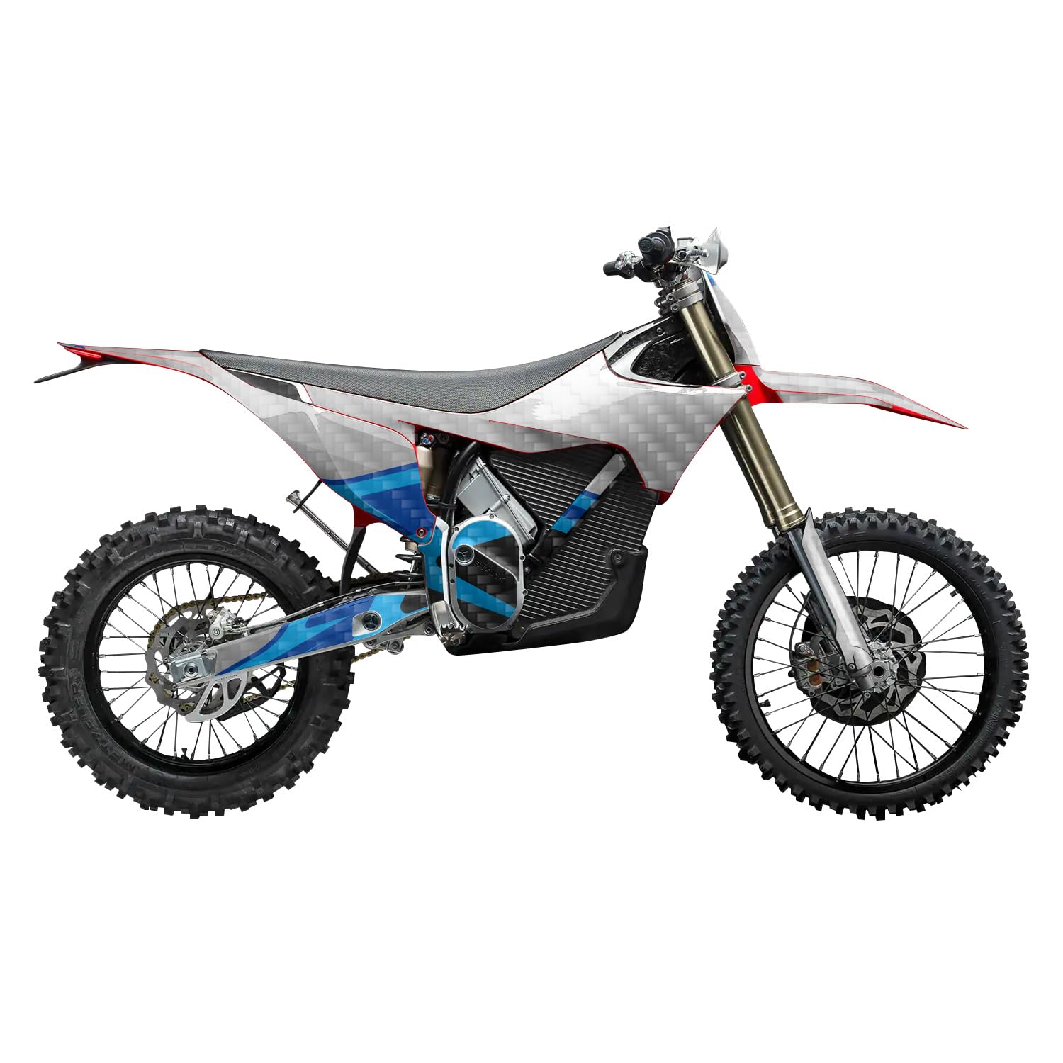 Carbon Fiber Stark Varg MX 2023-2025 Graphics Kit Wrap - Blue Divide - Varg MX Skin - Premium 3M Vinyl Protective Wrap Decal Cover - Easy to Apply | Crafted in The USA by MightySkins